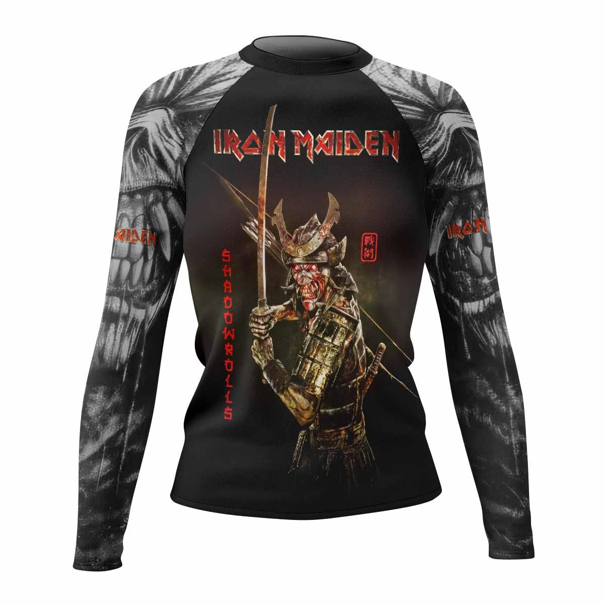 Iron Maiden Samurai Women's Rash Guard Long Sleeve - front view mockup