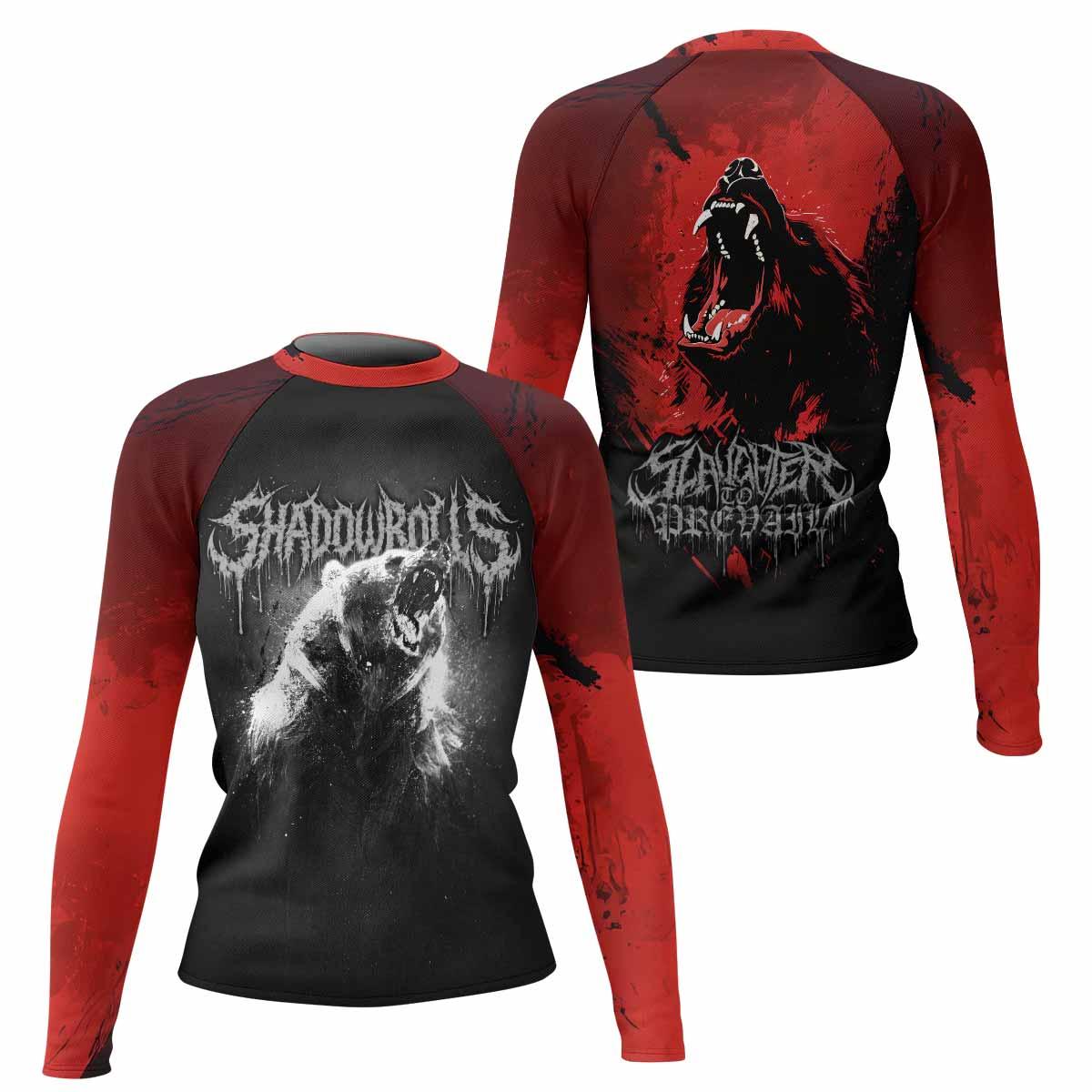 Slaughter to Prevail Bear Women's Rash Guard Long Sleeve - front and back view