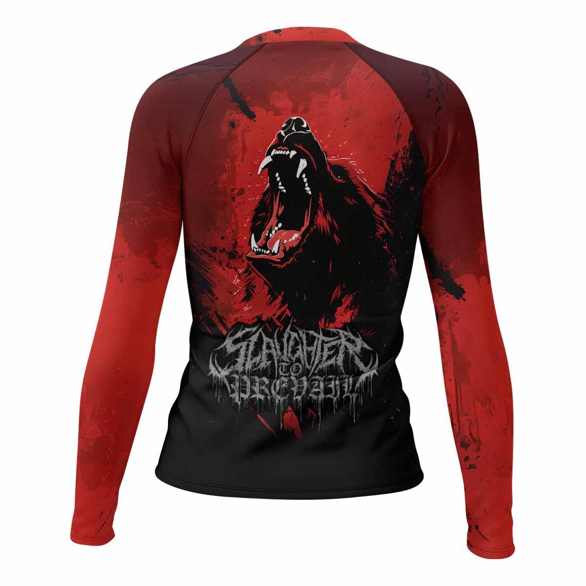Slaughter to Prevail Bear Women's Rash Guard Long Sleeve - back view mockup