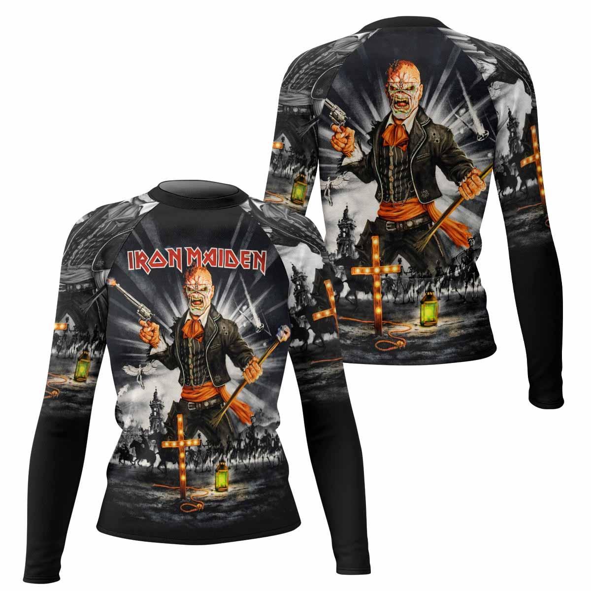 Iron Maiden Nights Of The Dead Women's Rash Guard Long Sleeve - front and back view