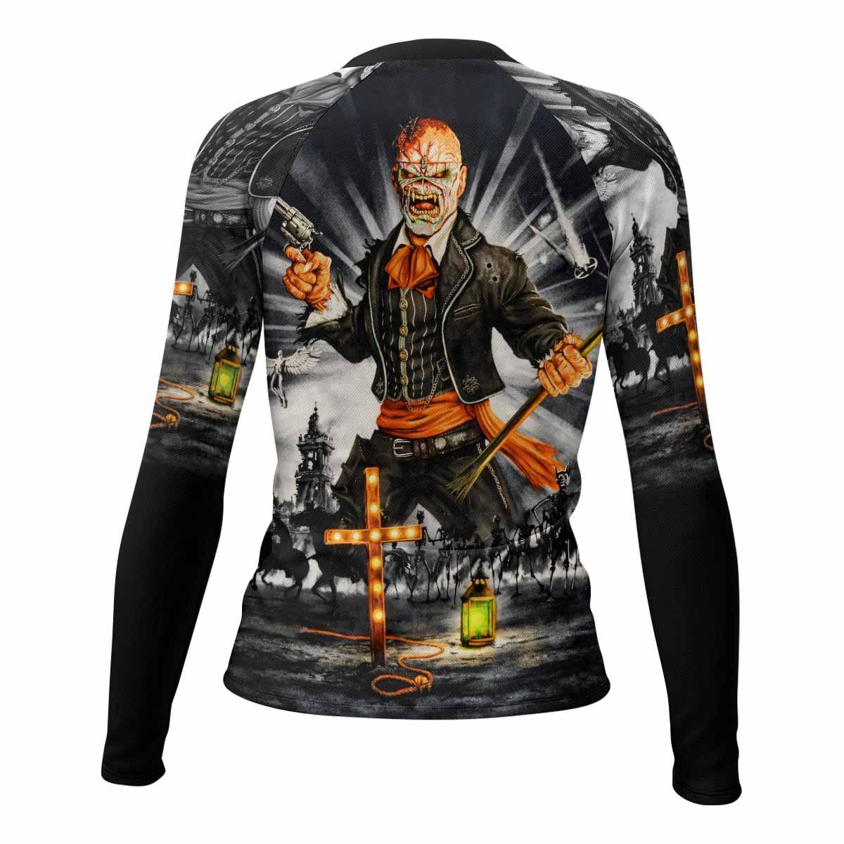 Iron Maiden Nights Of The Dead Women's Rash Guard Long Sleeve - back view mockup