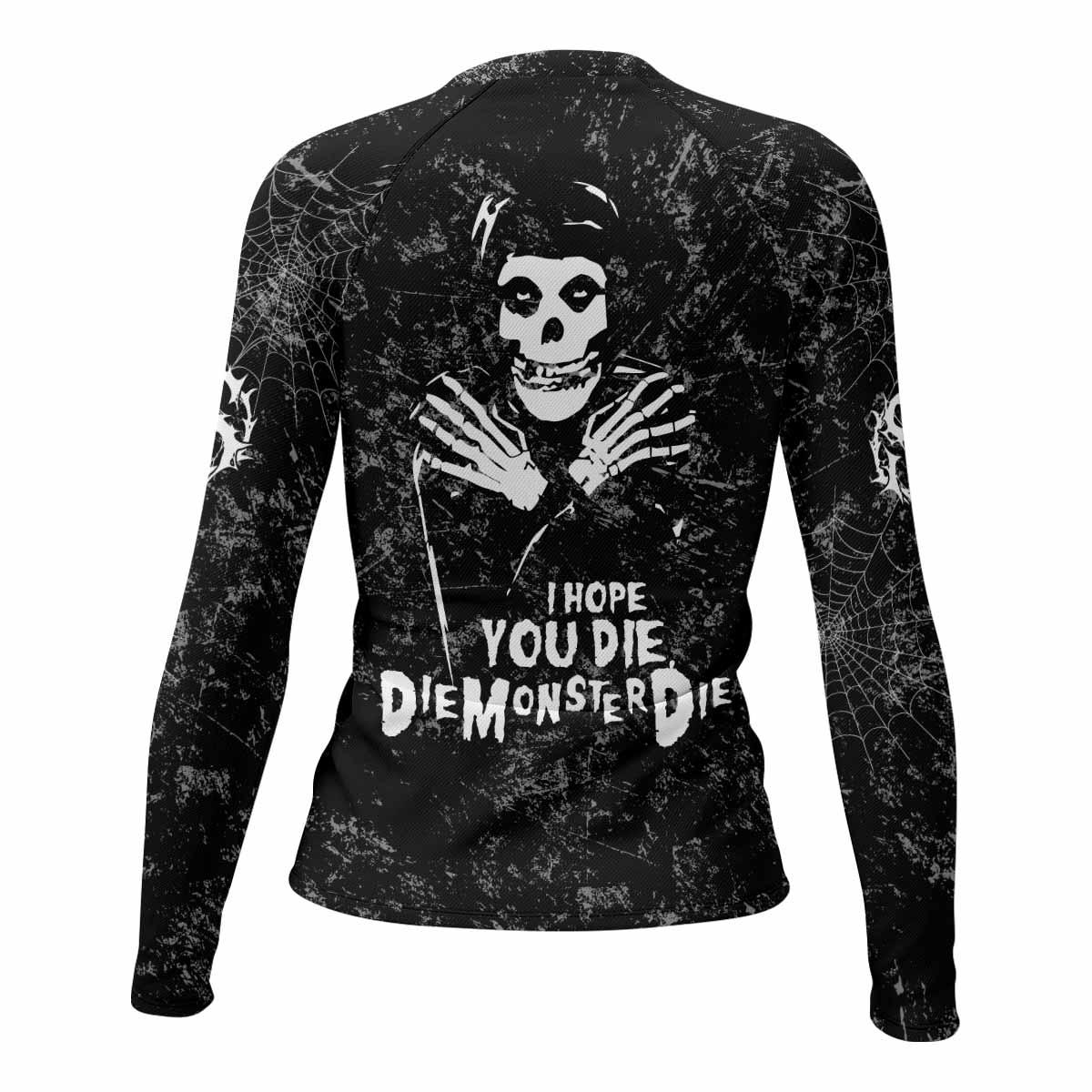 Misfits Die Monster Die Women's Rash Guard Long Sleeve - back view mockup