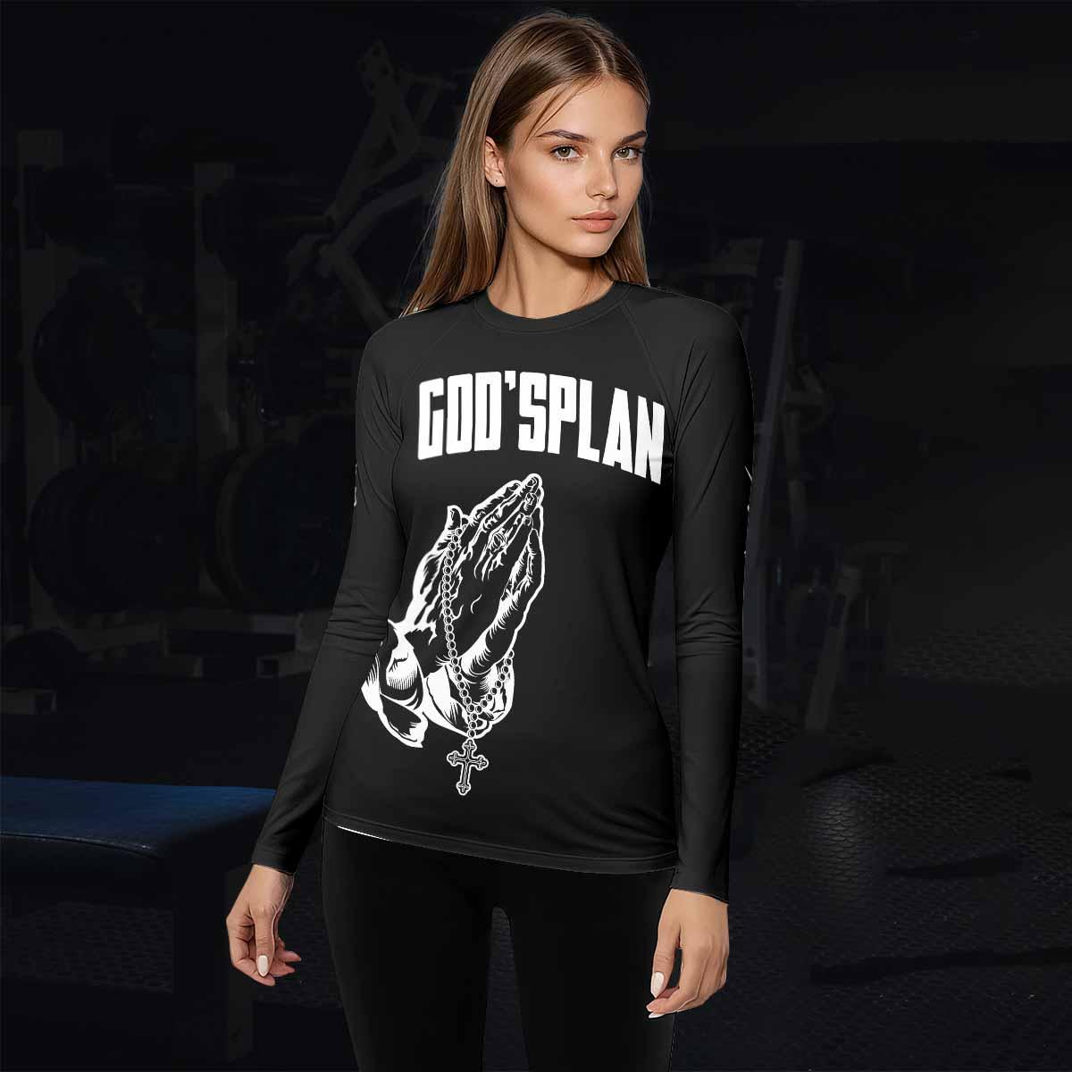 God's Plan Women's Rash Guard Long Sleeve - lifestyle view