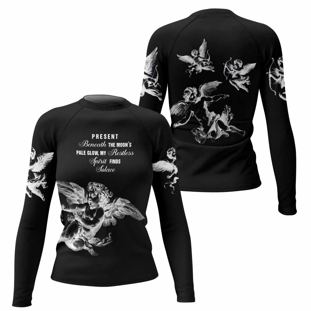 Angels of Solace Women's Rash Guard Long Sleeve - front and back view