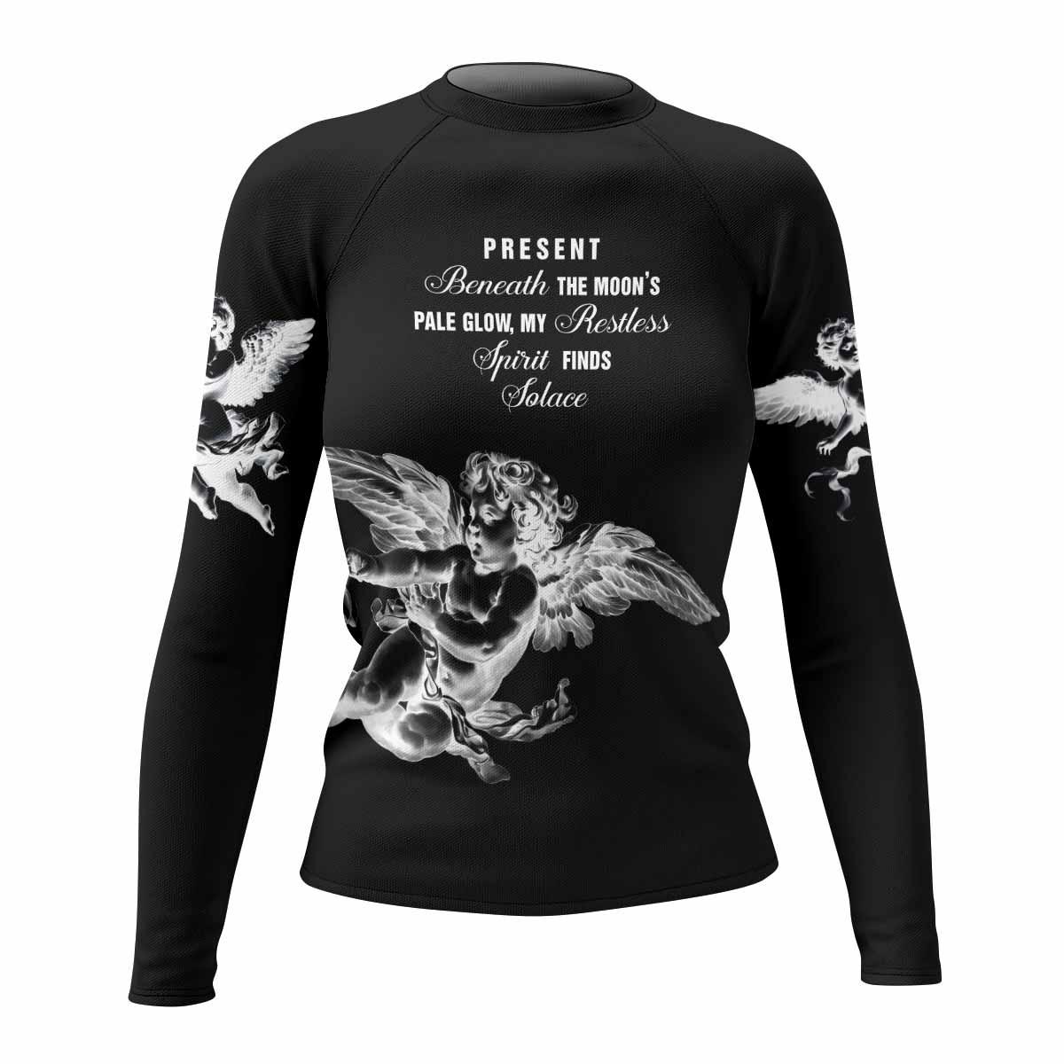Angels of Solace Women's Rash Guard Long Sleeve - front view mockup