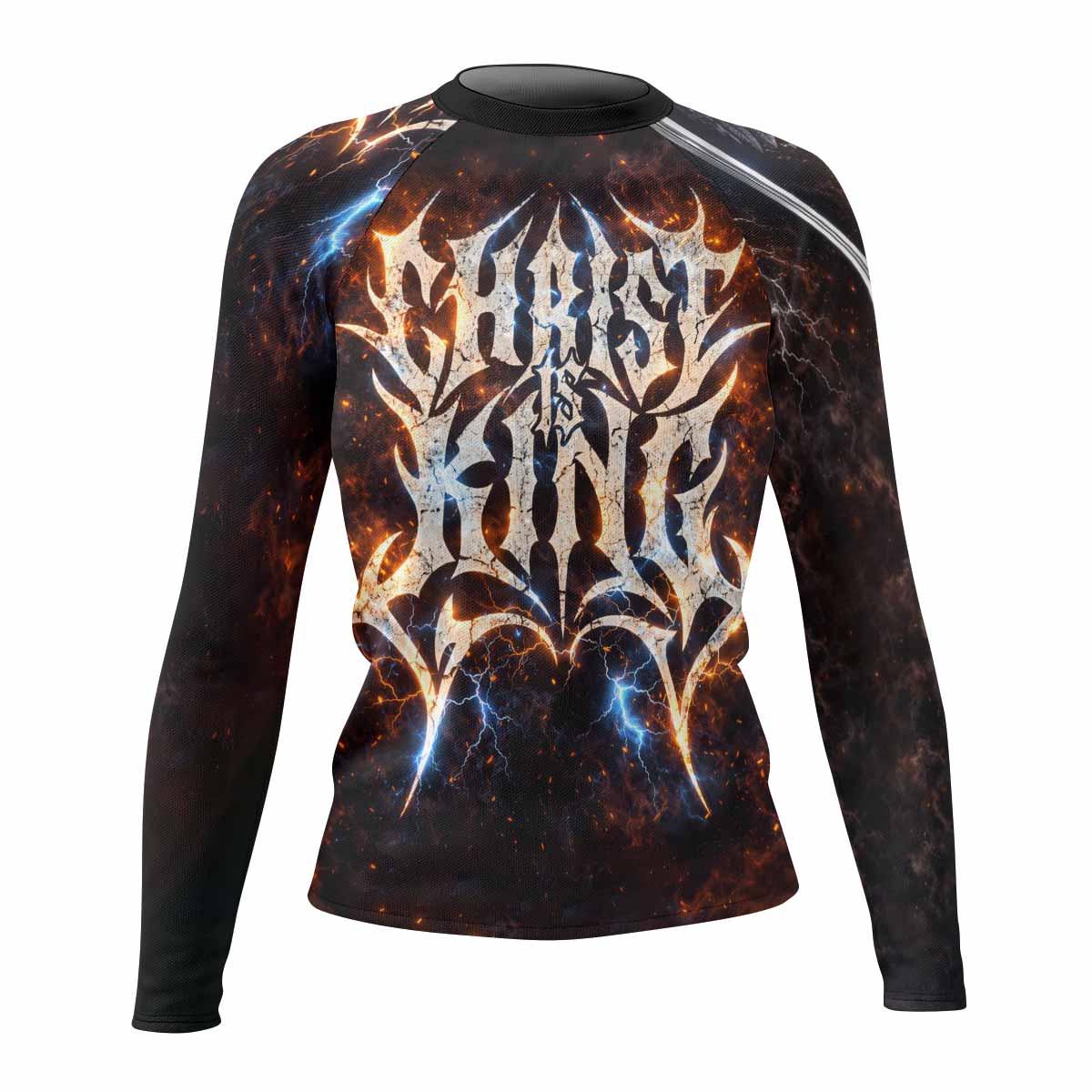 Christ is King Women's Rash Guard Long Sleeve - front view mockup