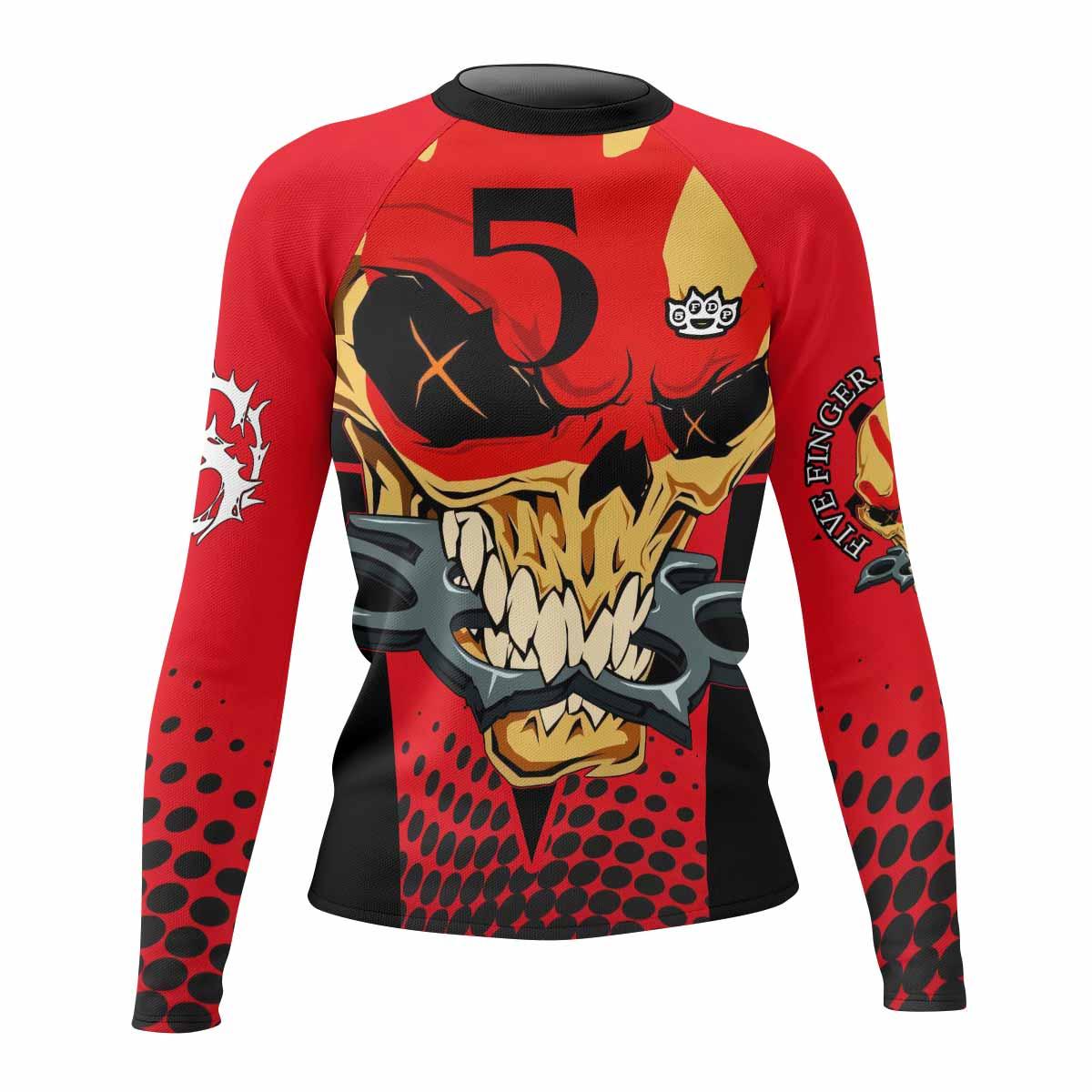Five Finger Death Punch 5FDP Women's Rash Guard Long Sleeve - front view mockup