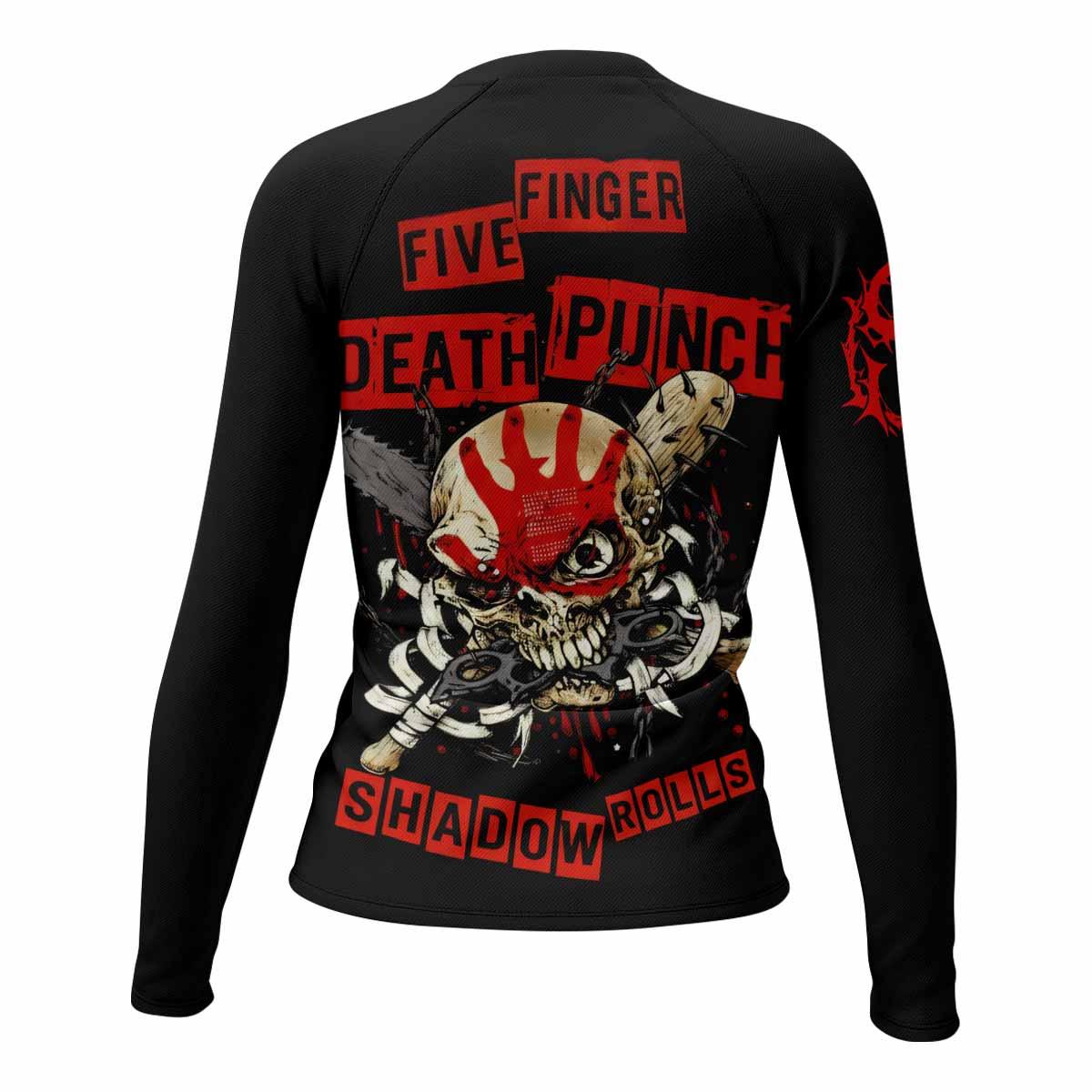 Five Finger Death Punch Shadowrolls Women's Rash Guard Long Sleeve - back view mockup