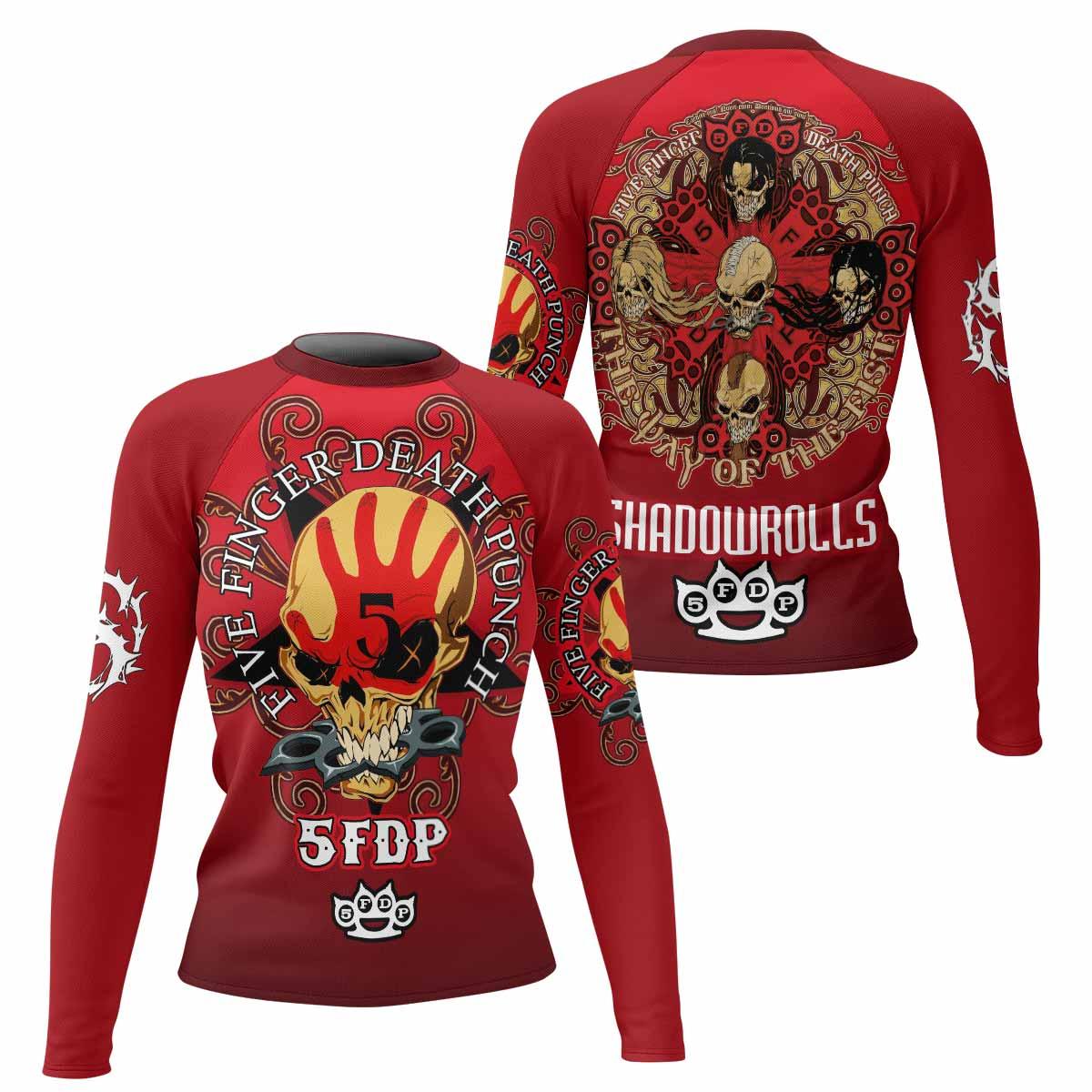 5FDP Five Finger Death Punch Women's Rash Guard Long Sleeve - front and back view