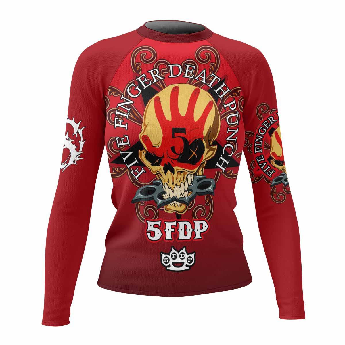 5FDP Five Finger Death Punch Women's Rash Guard Long Sleeve - front view mockup