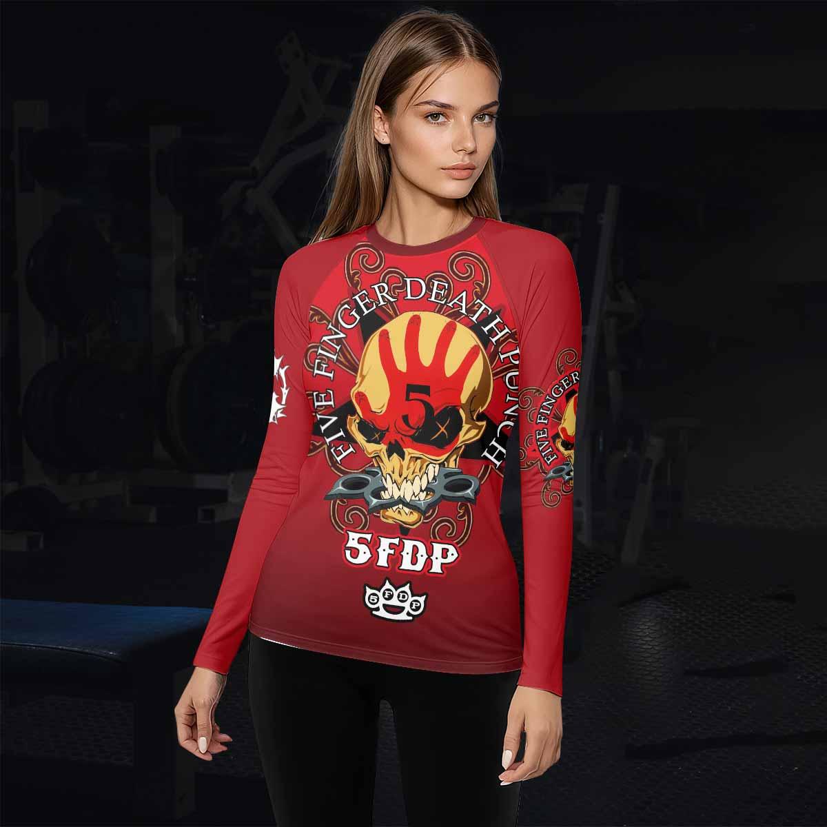 5FDP Five Finger Death Punch Women's Rash Guard Long Sleeve - lifestyle view