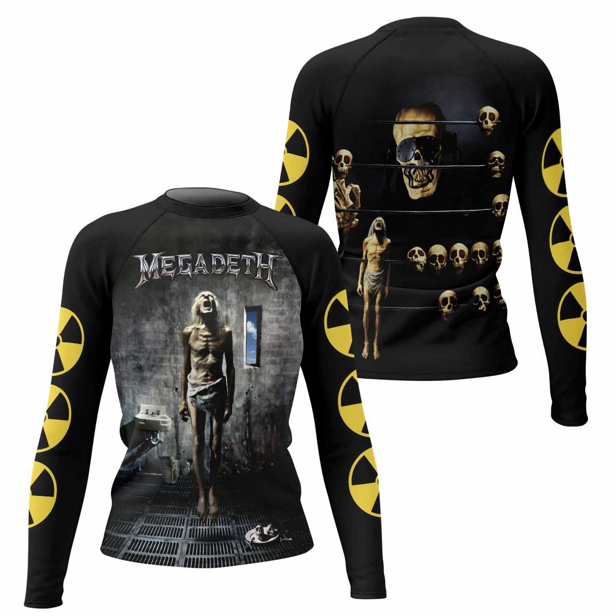 Megadeth Prison of Flesh Women's Rash Guard Long Sleeve - front and back view