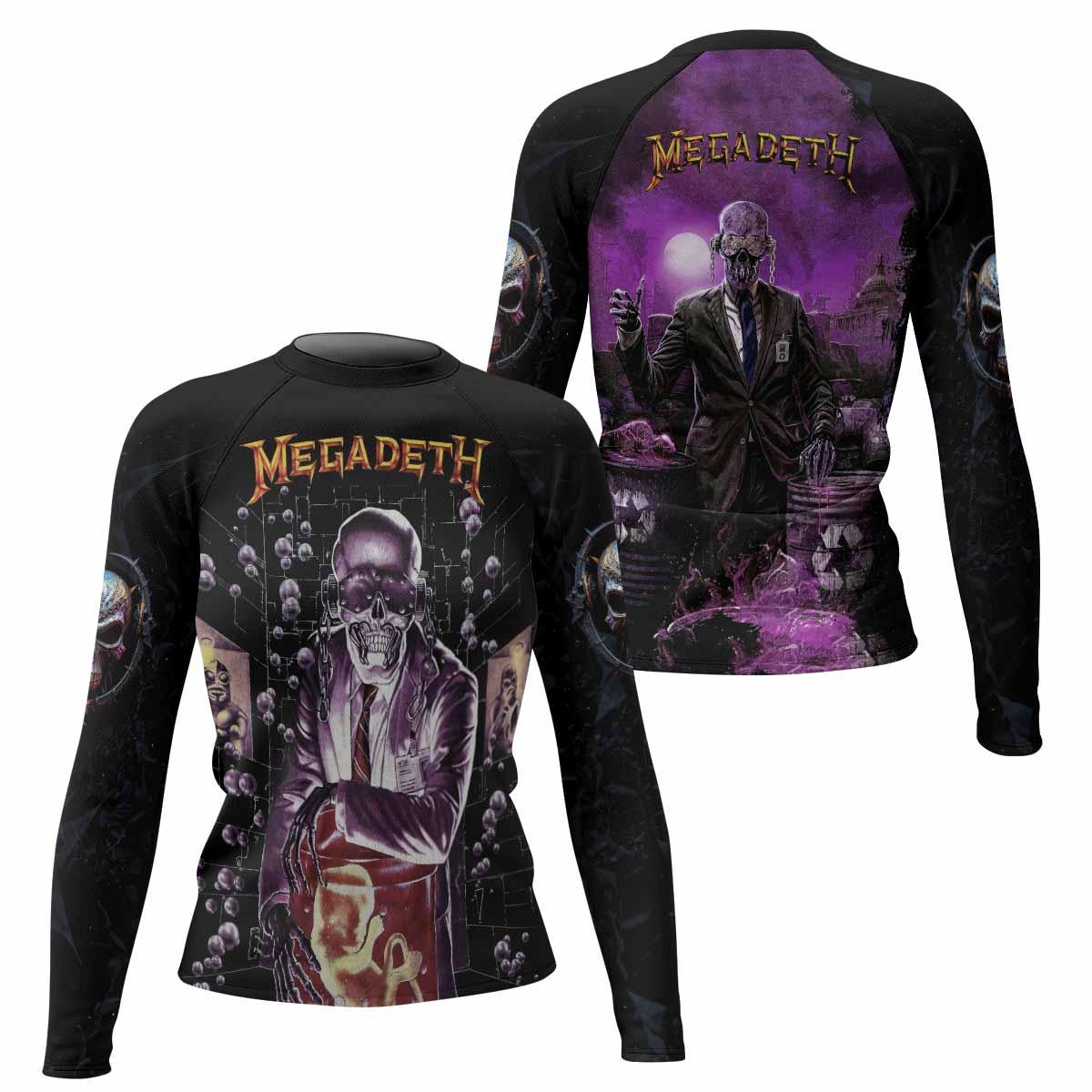 Megadeth Toxic Messiah Women's Rash Guard Long Sleeve - front and back view