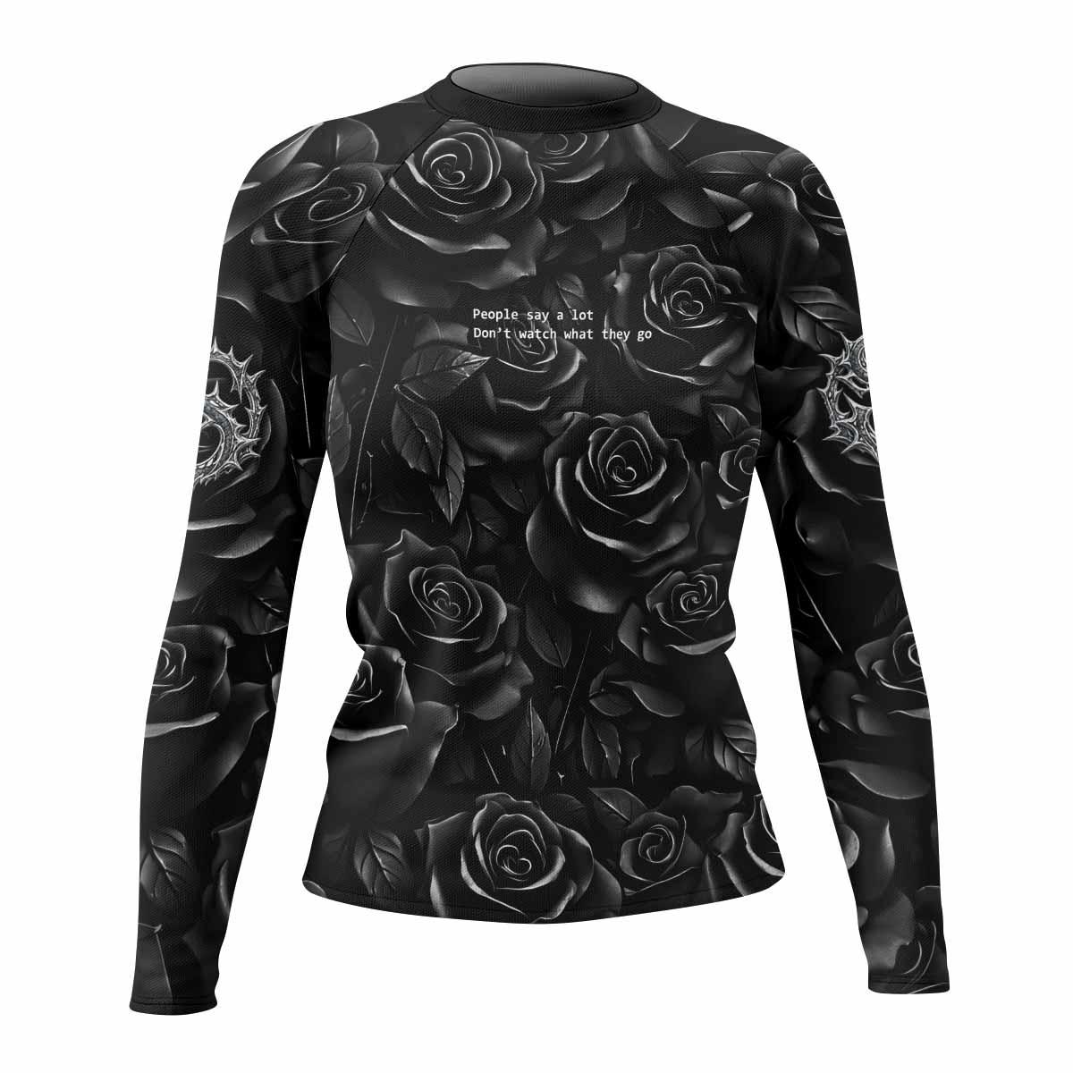 Pray for the Rave Women's Rash Guard Long Sleeve - front view mockup