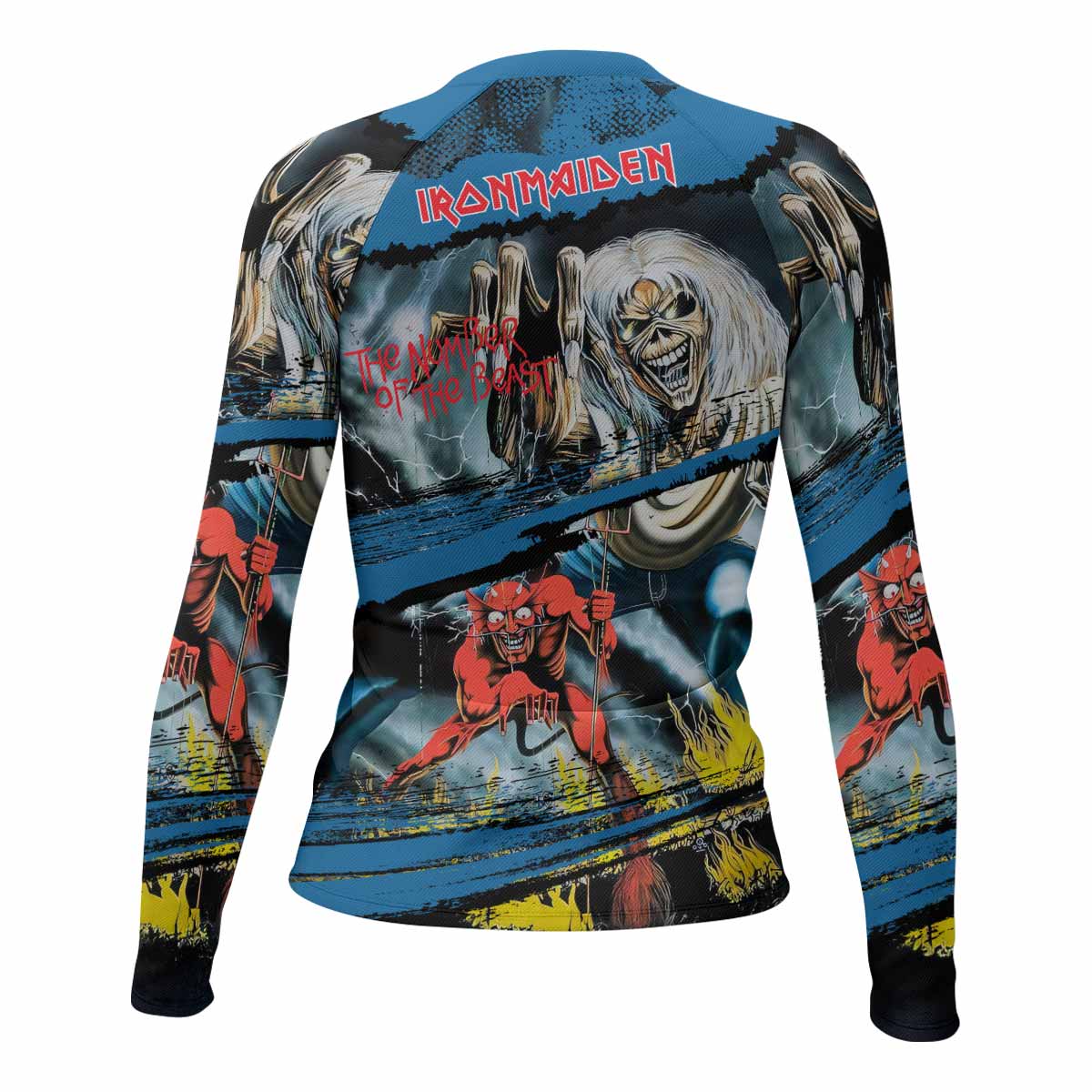 Iron Maiden The Number of the Beast Women's Rash Guard Long Sleeve - back view mockup