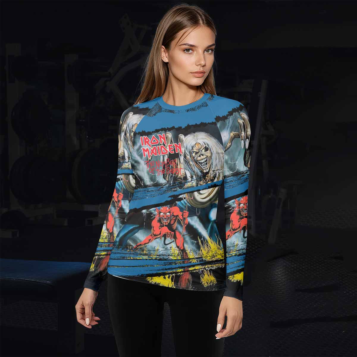 Iron Maiden The Number of the Beast Women's Rash Guard Long Sleeve - lifestyle view