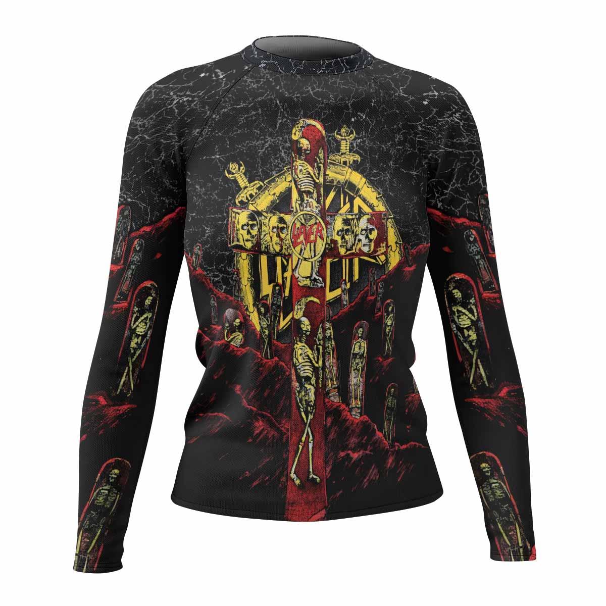 Vintage 1991 Slayer Women's Rash Guard Long Sleeve - front view mockup