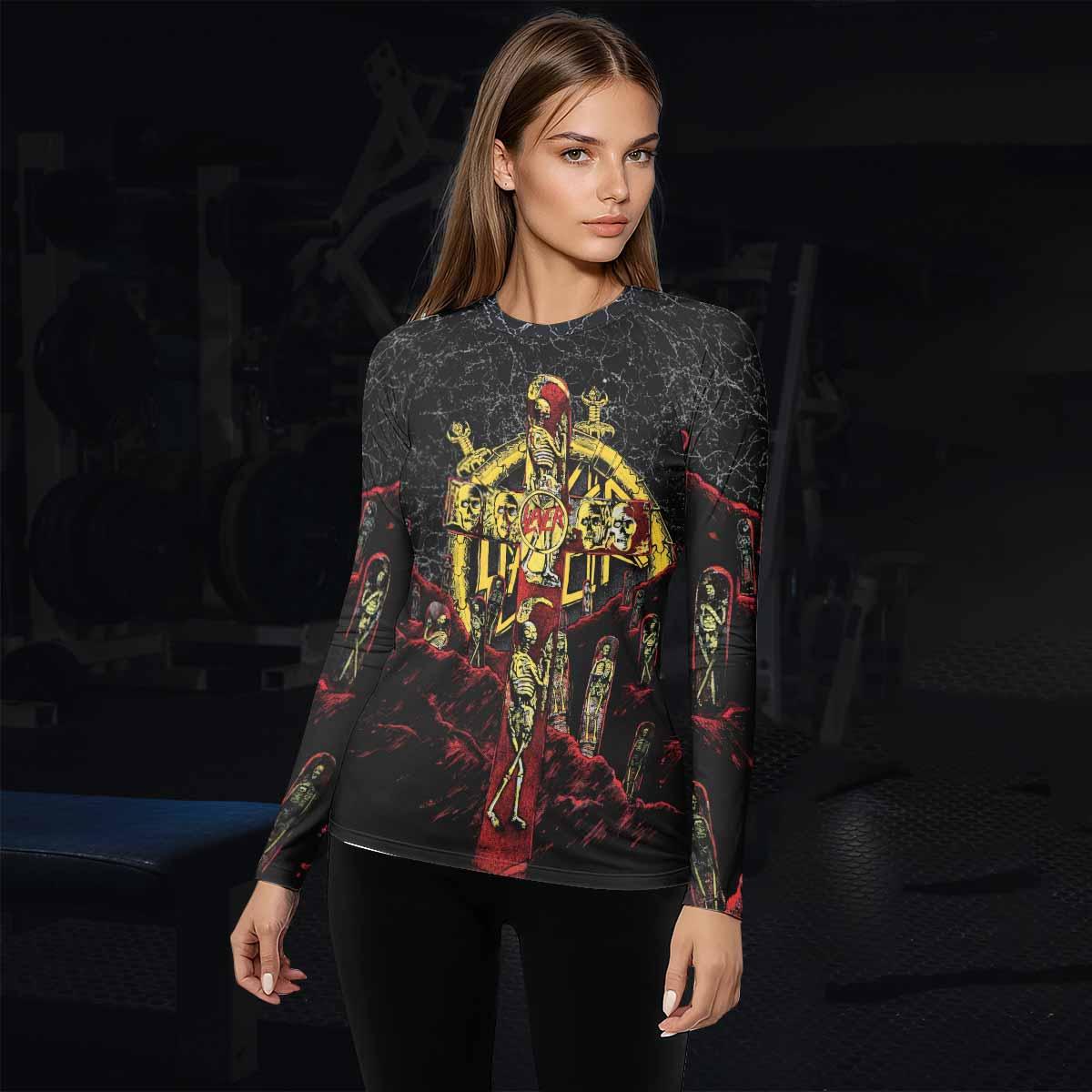 Vintage 1991 Slayer Women's Rash Guard Long Sleeve - lifestyle view