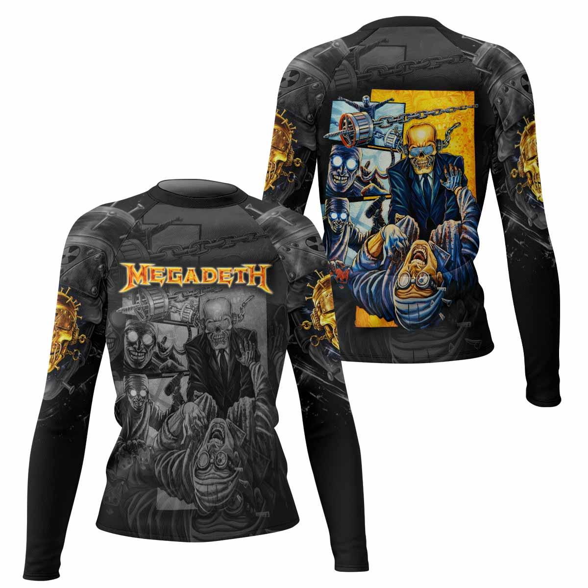 Megadeth Bloodstock Euro Tour Women's Rash Guard Long Sleeve - front and back view