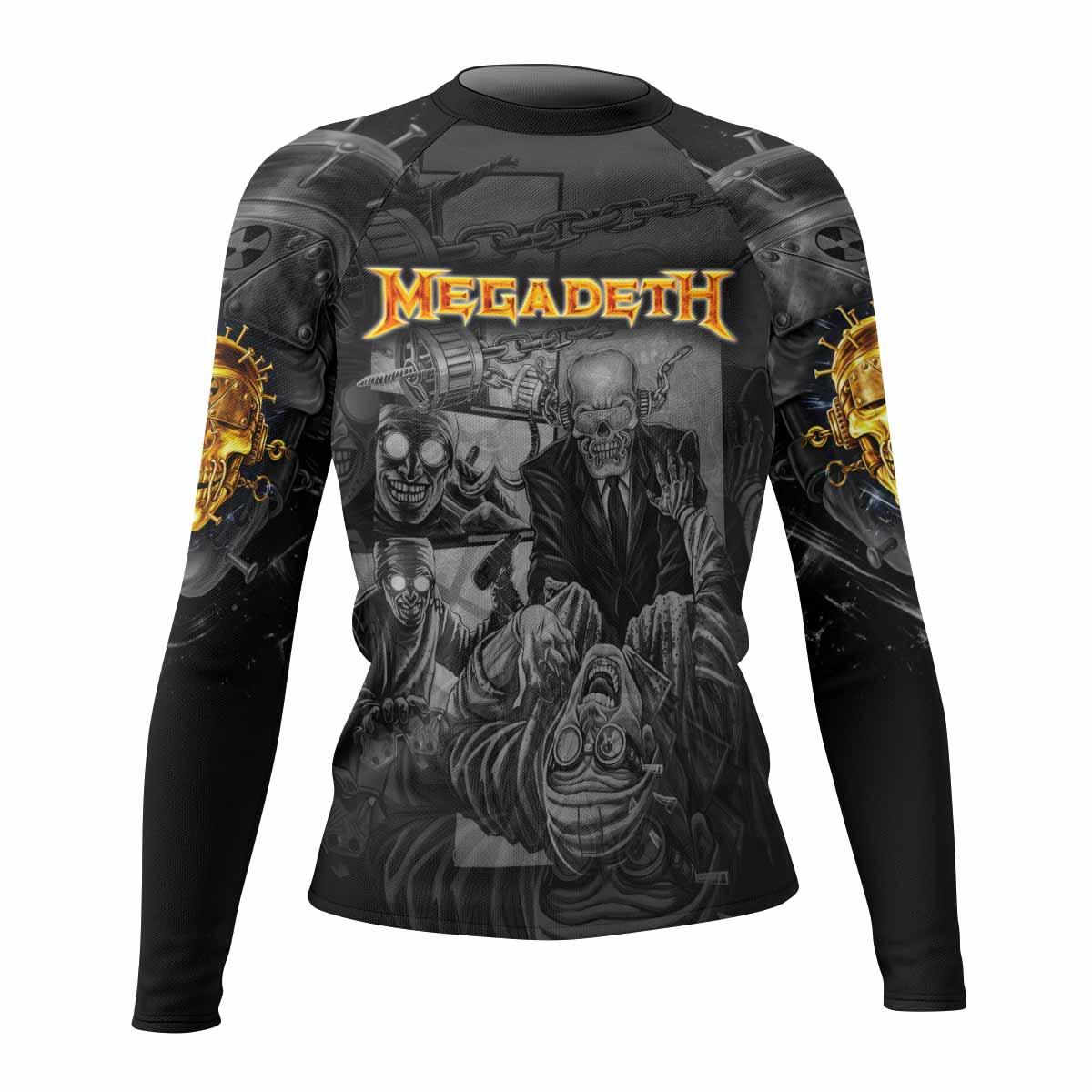 Megadeth Bloodstock Euro Tour Women's Rash Guard Long Sleeve - front view mockup