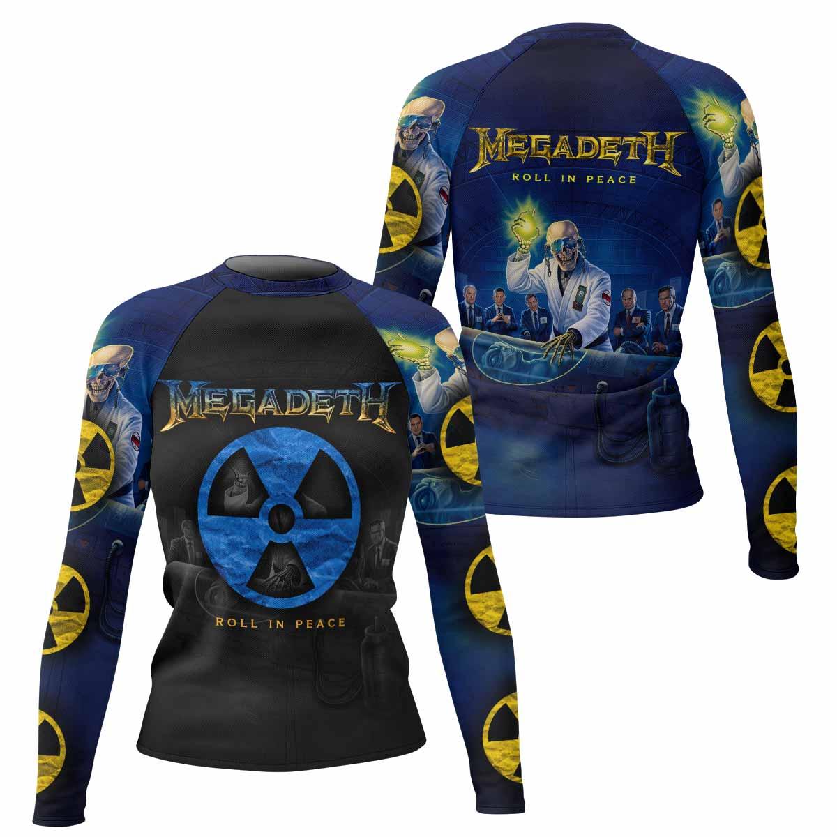 Megadeth Roll In Peace Women's Rash Guard Long Sleeve - front and back view