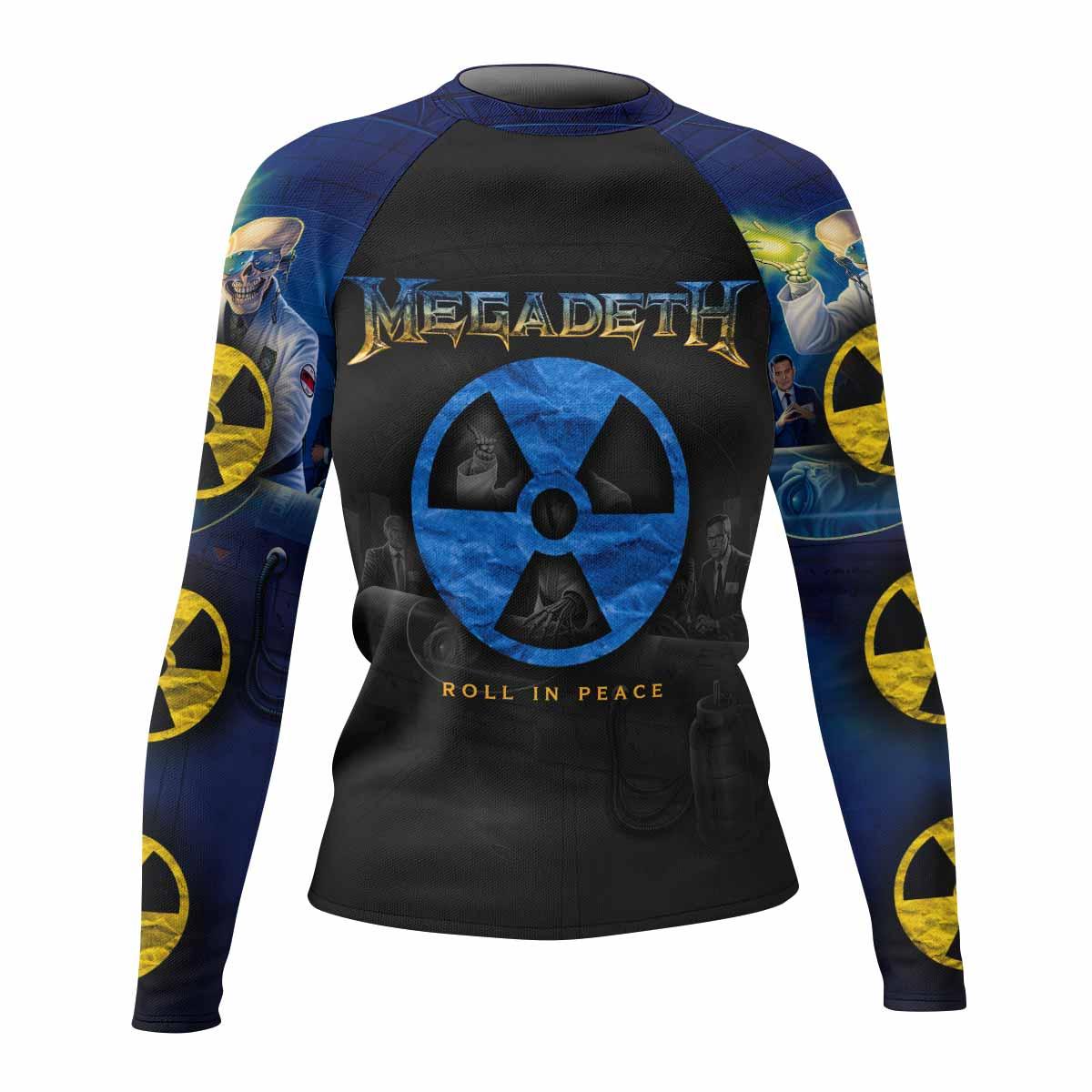 Megadeth Roll In Peace Women's Rash Guard Long Sleeve - front view mockup