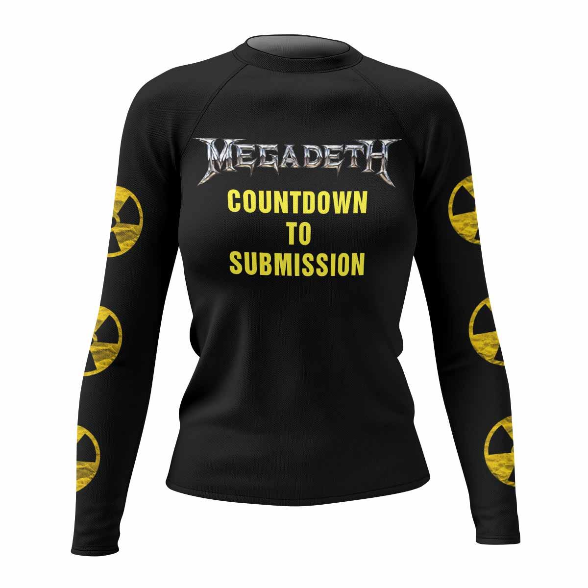 Megadeth Countdown to Submission Women's Rash Guard Long Sleeve - front view mockup
