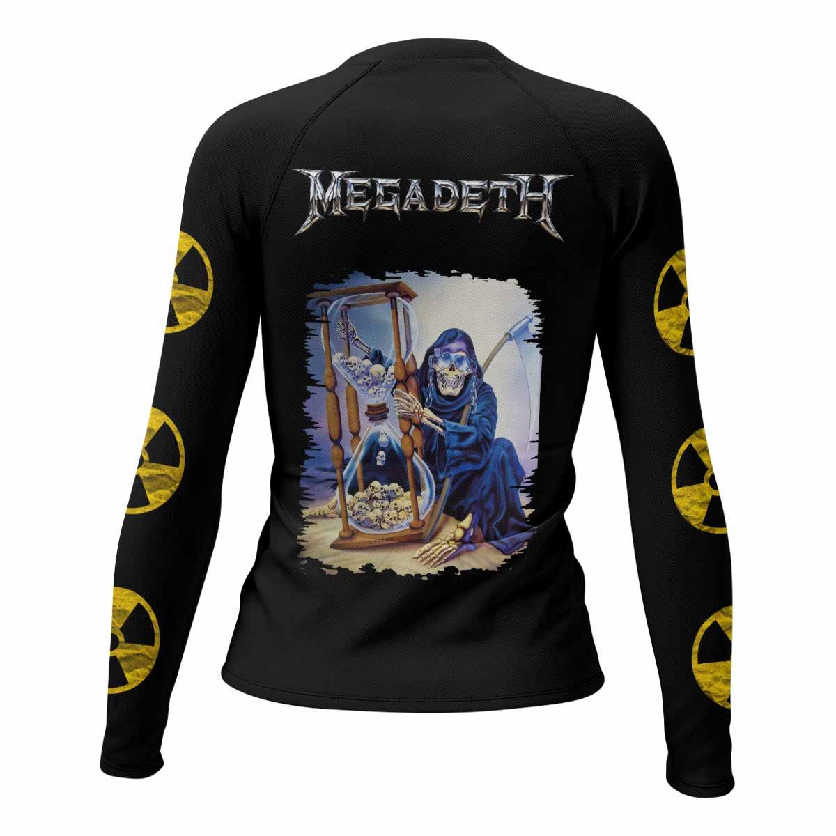 Megadeth Countdown to Submission Women's Rash Guard Long Sleeve - back view mockup
