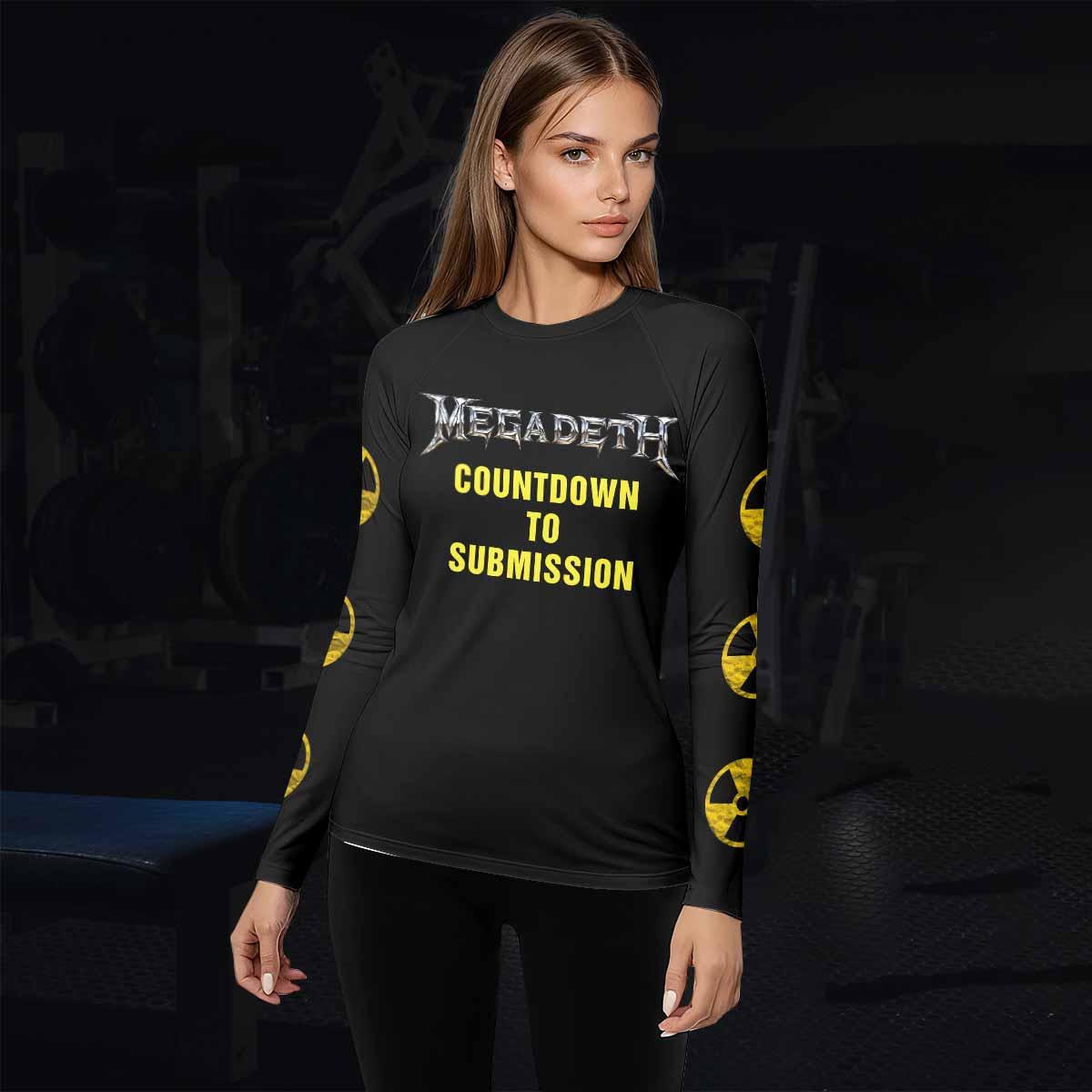 Megadeth Countdown to Submission Women's Rash Guard Long Sleeve - lifestyle view
