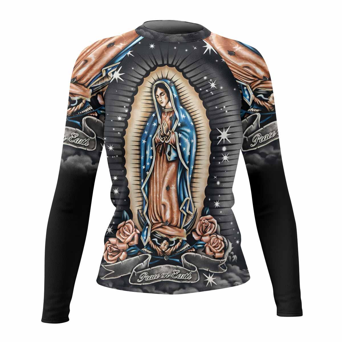 Peace on Earth Women's Rash Guard Long Sleeve - front view mockup