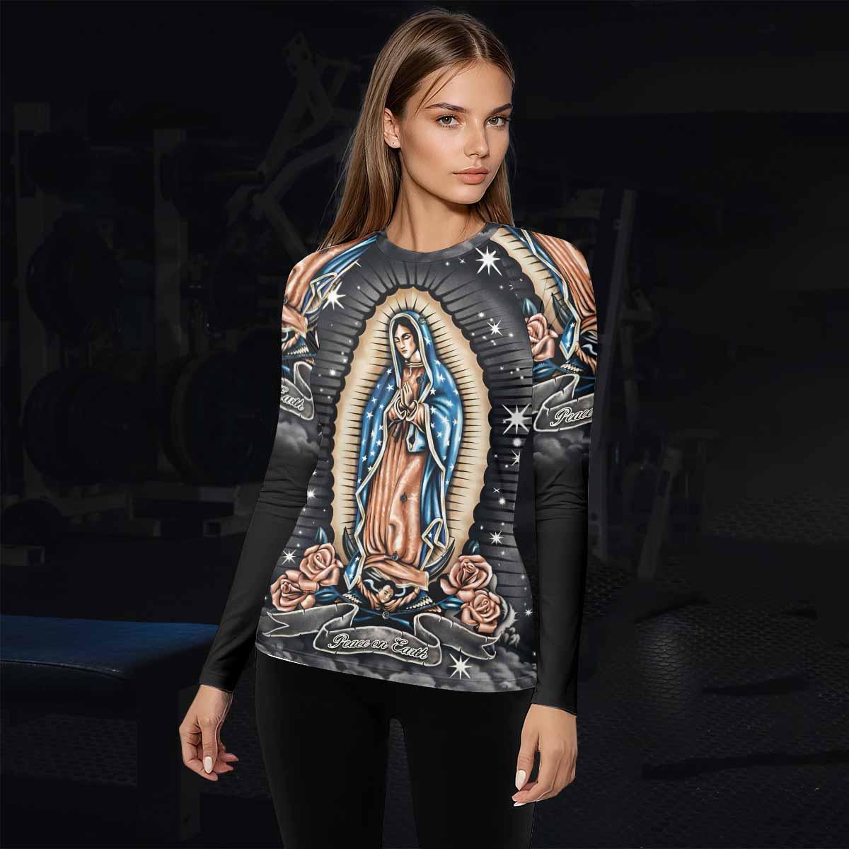Peace on Earth Women's Rash Guard Long Sleeve - lifestyle view