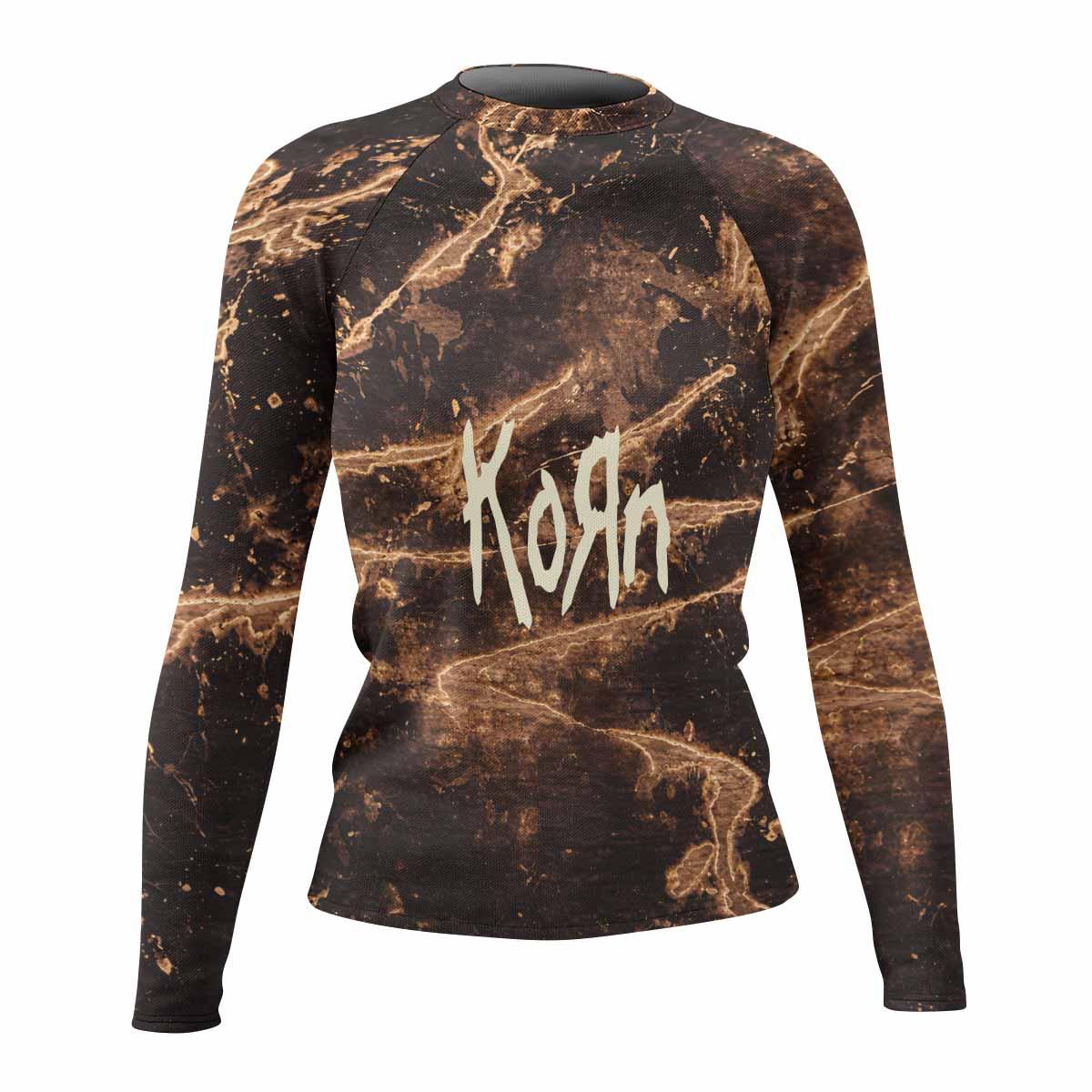 Are You Ready Korn Women's Rash Guard Long Sleeve - front view mockup
