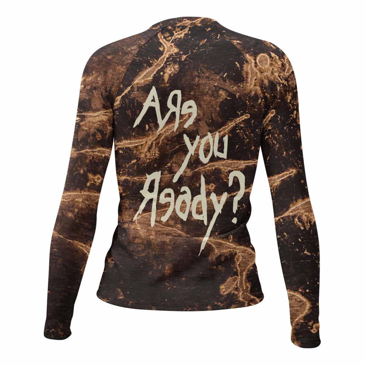 Are You Ready Korn Women's Rash Guard Long Sleeve - back view mockup