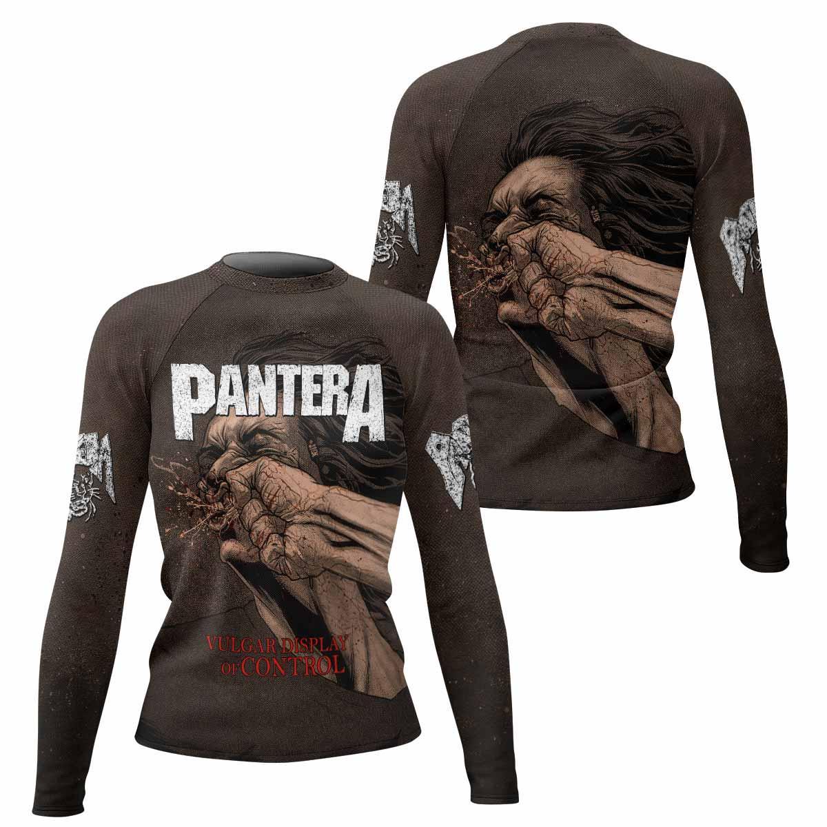 Pantera Vulgar Display Of Control Women's Rash Guard Long Sleeve - front and back view