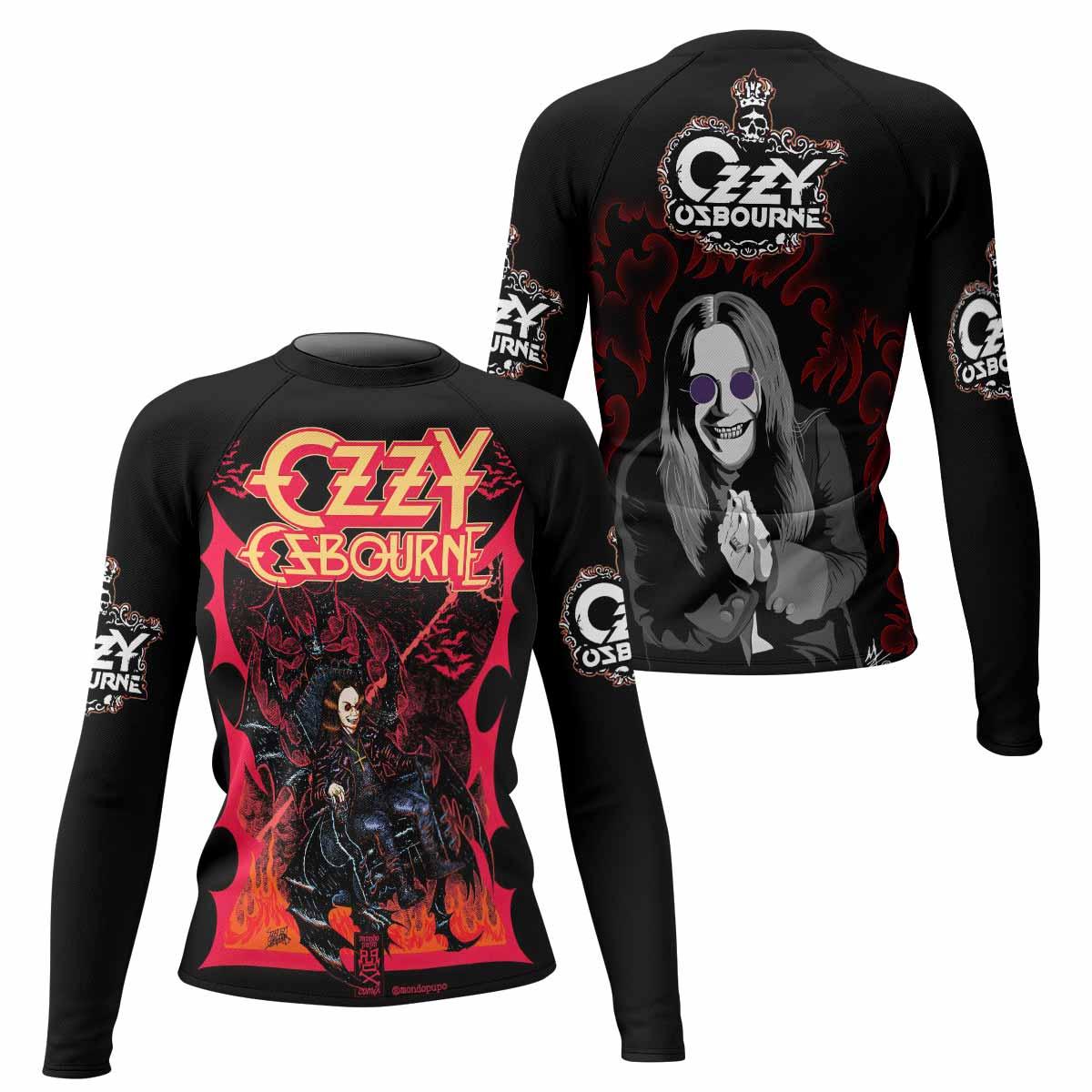 Ozzy Osbourne Women's Rash Guard Long Sleeve - front and back view