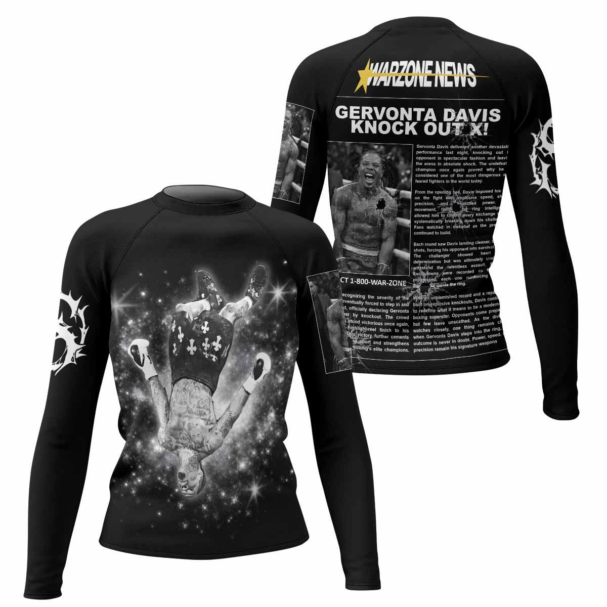 Gervonta Tank Davis Flip Women's Rash Guard Long Sleeve - front and back view
