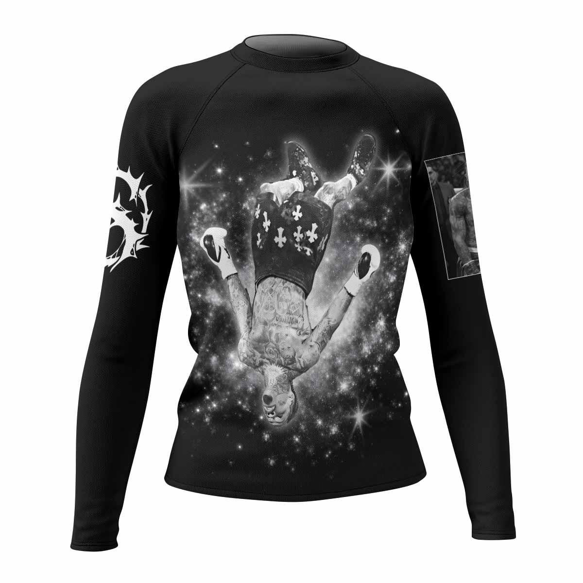 Gervonta Tank Davis Flip Women's Rash Guard Long Sleeve - front view mockup