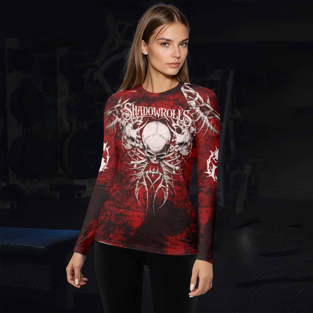 Blood Spine Skull Women's Rash Guard Long Sleeve - lifestyle view