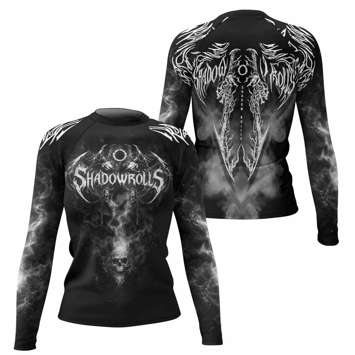 Wraith of the Abyss Women's Rash Guard Long Sleeve - front and back view