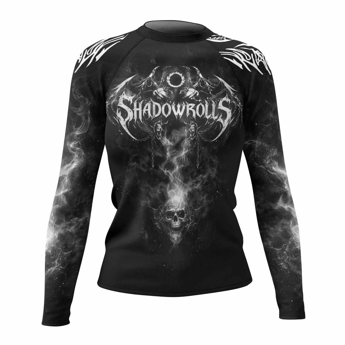 Wraith of the Abyss Women's Rash Guard Long Sleeve - front view mockup