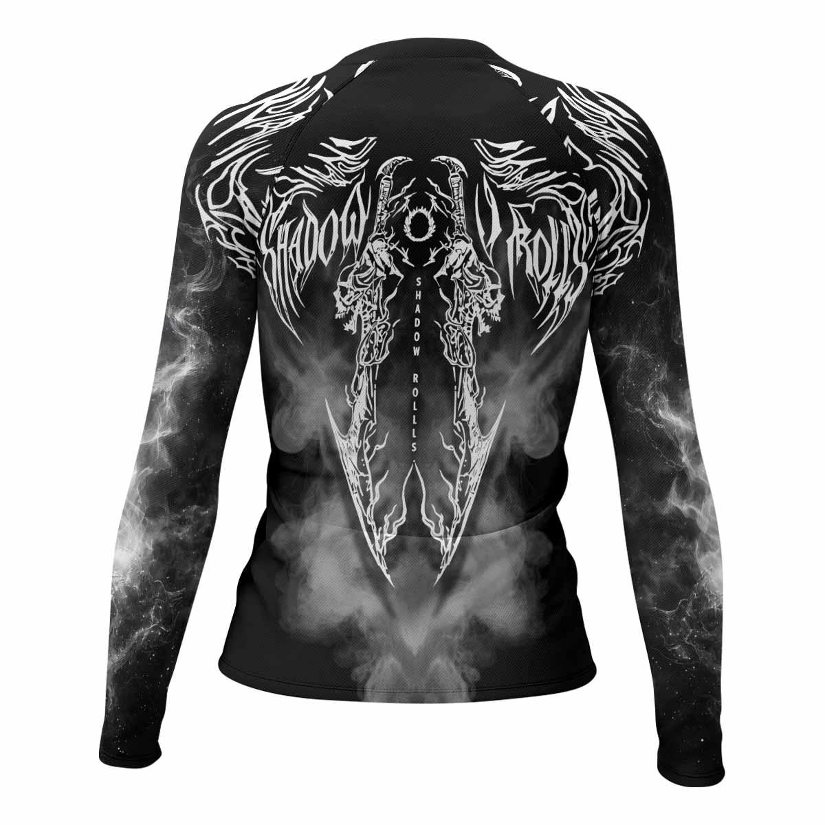 Wraith of the Abyss Women's Rash Guard Long Sleeve - back view mockup