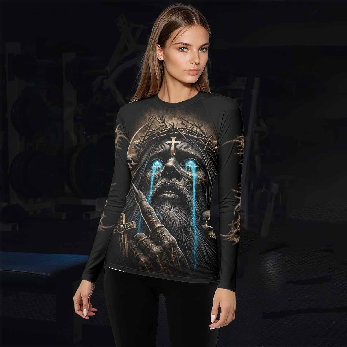 Tears Of Christ Women's Rash Guard Long Sleeve - lifestyle view