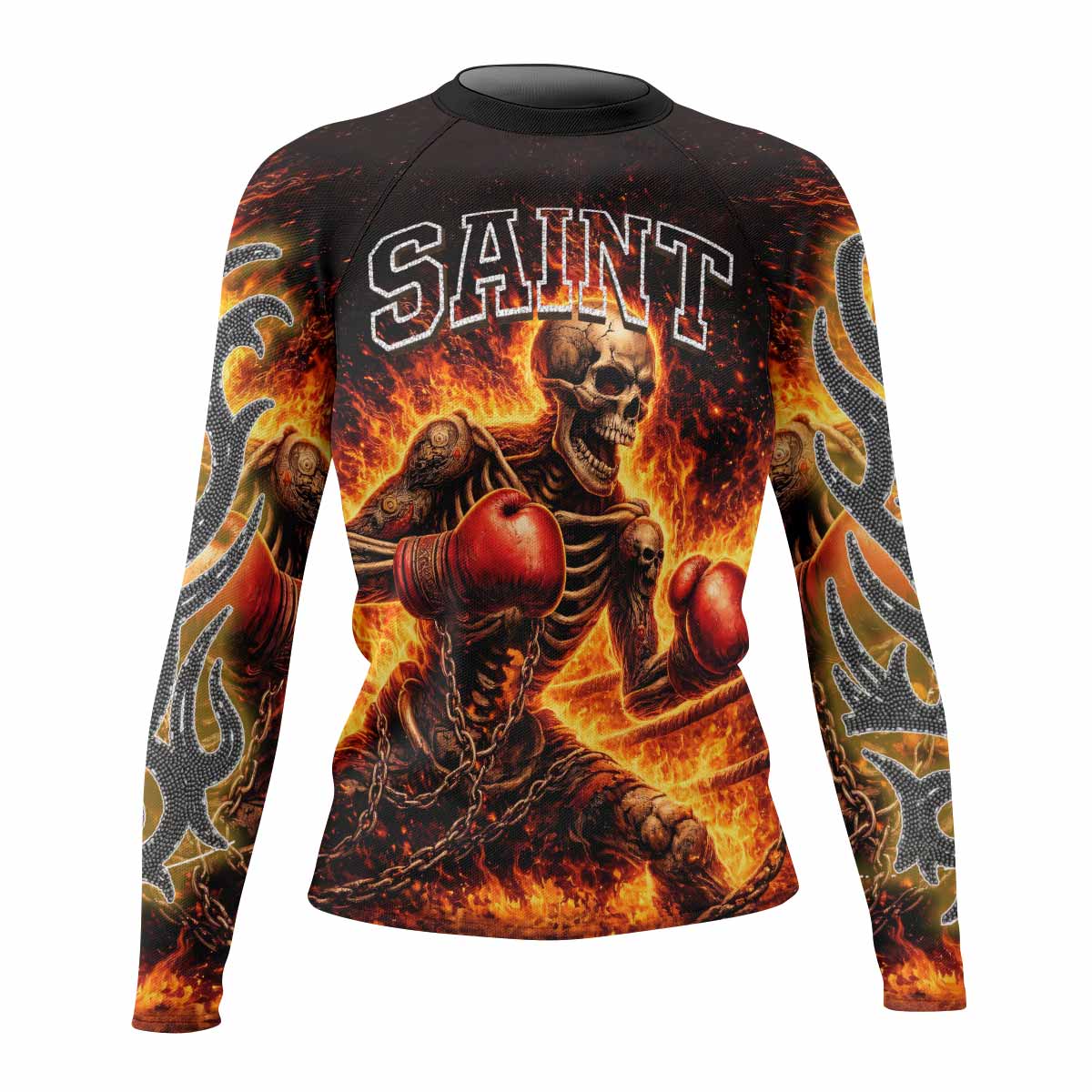 Saint King of Kings Women's Rash Guard Long Sleeve - front view mockup