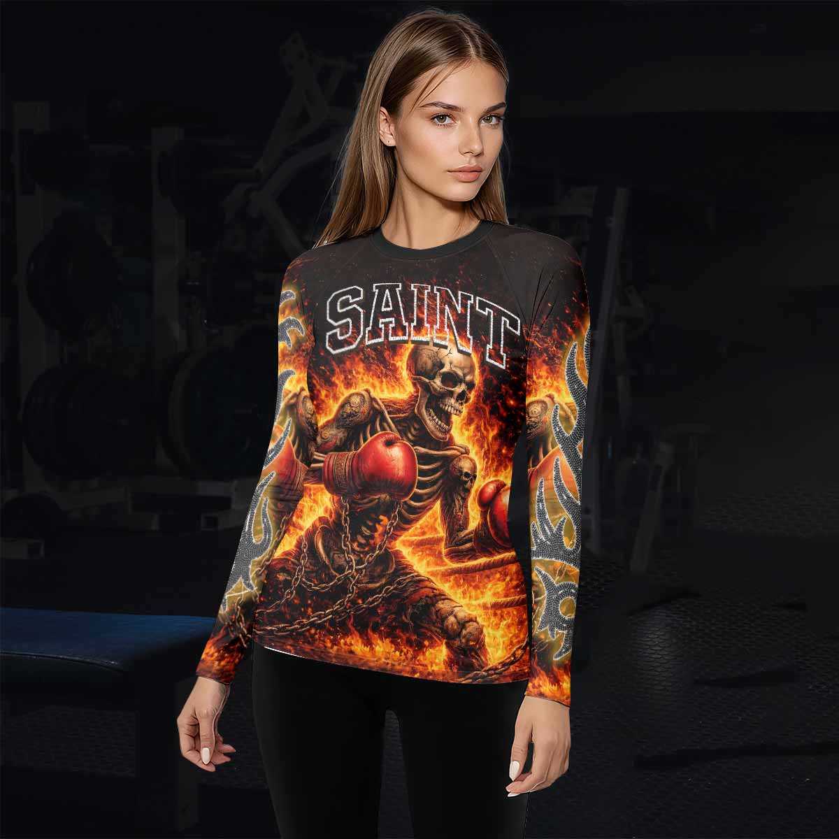 Saint King of Kings Women's Rash Guard Long Sleeve - lifestyle view