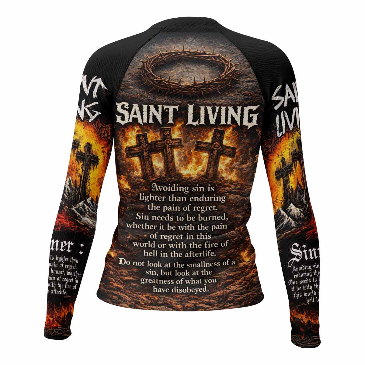 Saint Living Women's Rash Guard Long Sleeve - back view mockup