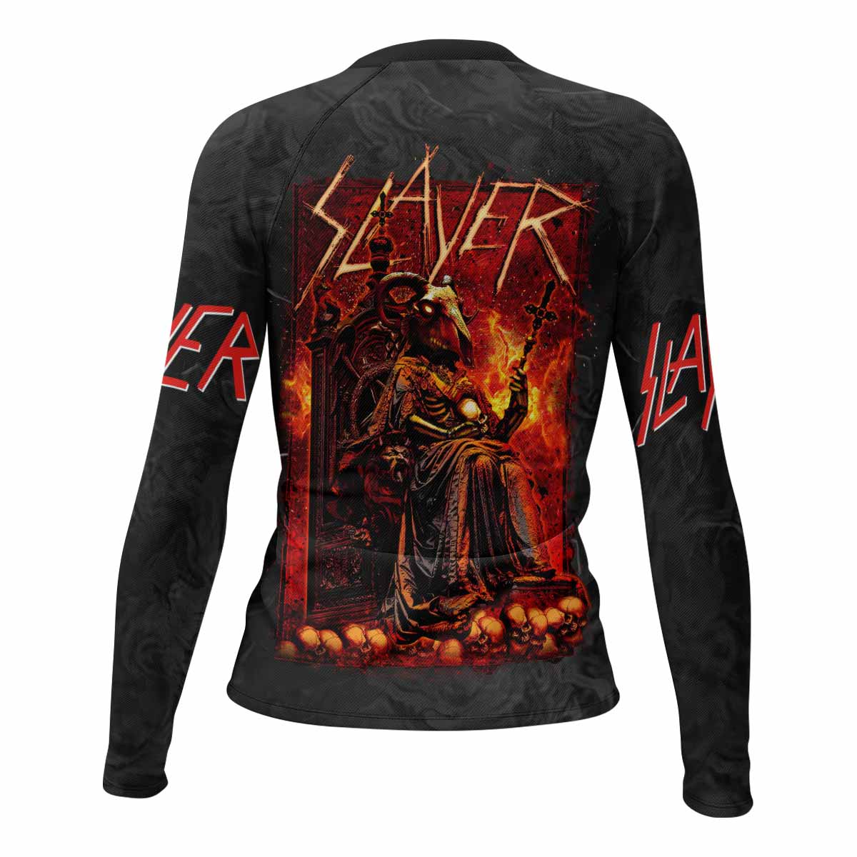 Slayer Goat Skull Women's Rash Guard Long Sleeve - back view mockup
