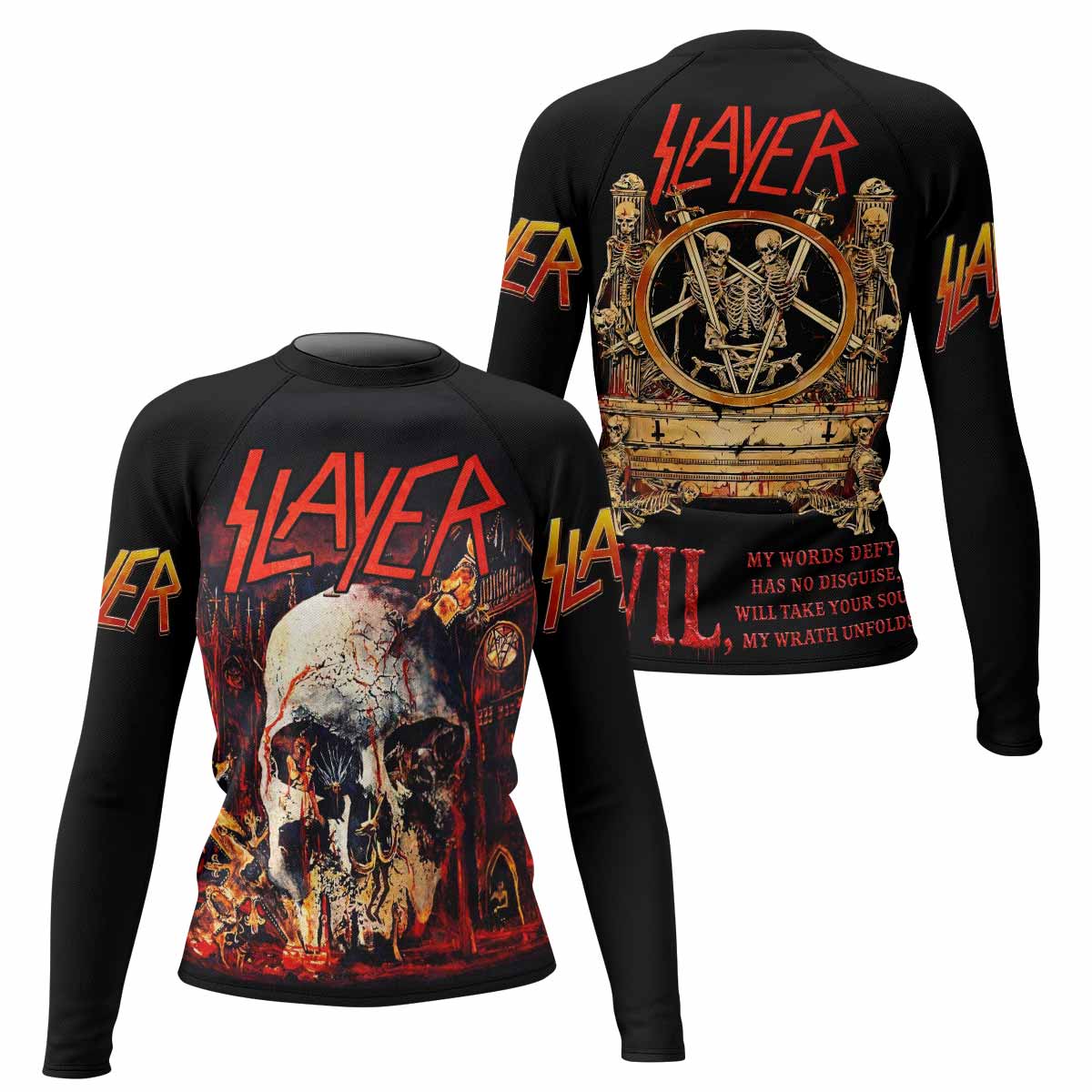 Slayer South Of Heaven Women's Rash Guard Long Sleeve - front and back view