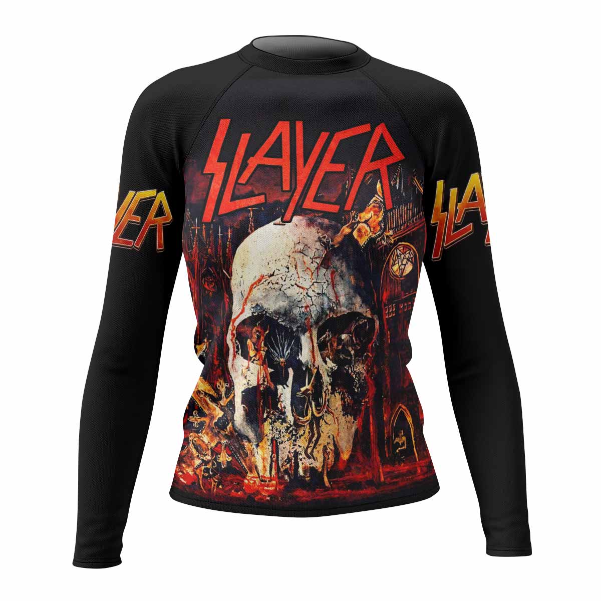 Slayer South Of Heaven Women's Rash Guard Long Sleeve - front view mockup