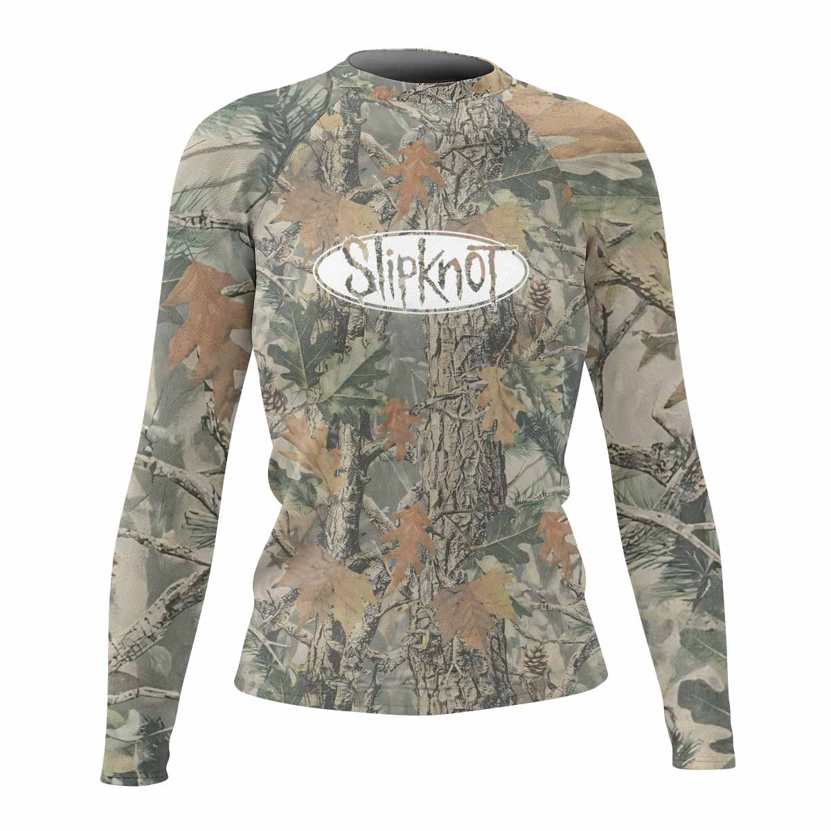 Slipknot Forest Camo Women's Rash Guard Long Sleeve - front view mockup