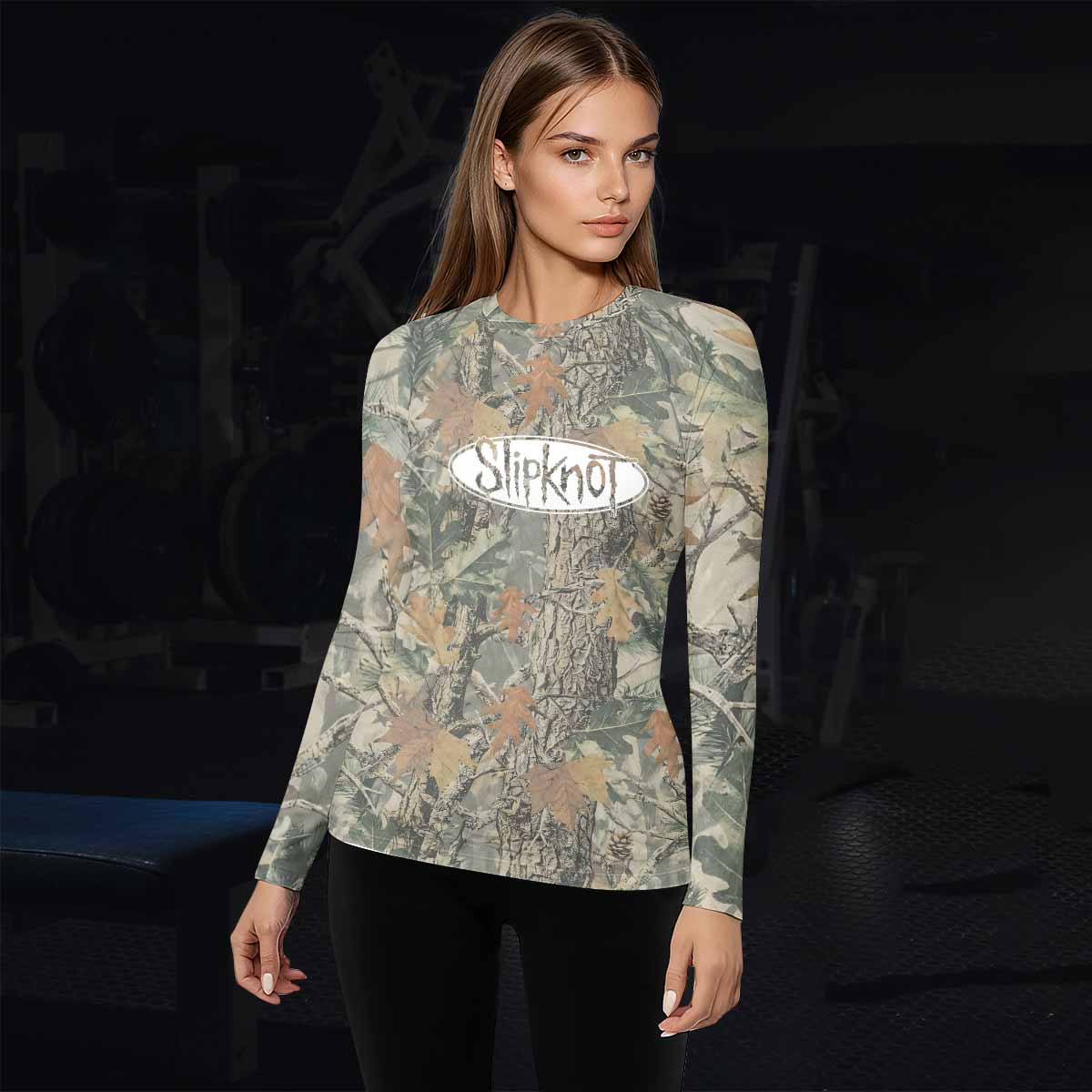 Slipknot Forest Camo Women's Rash Guard Long Sleeve - lifestyle view
